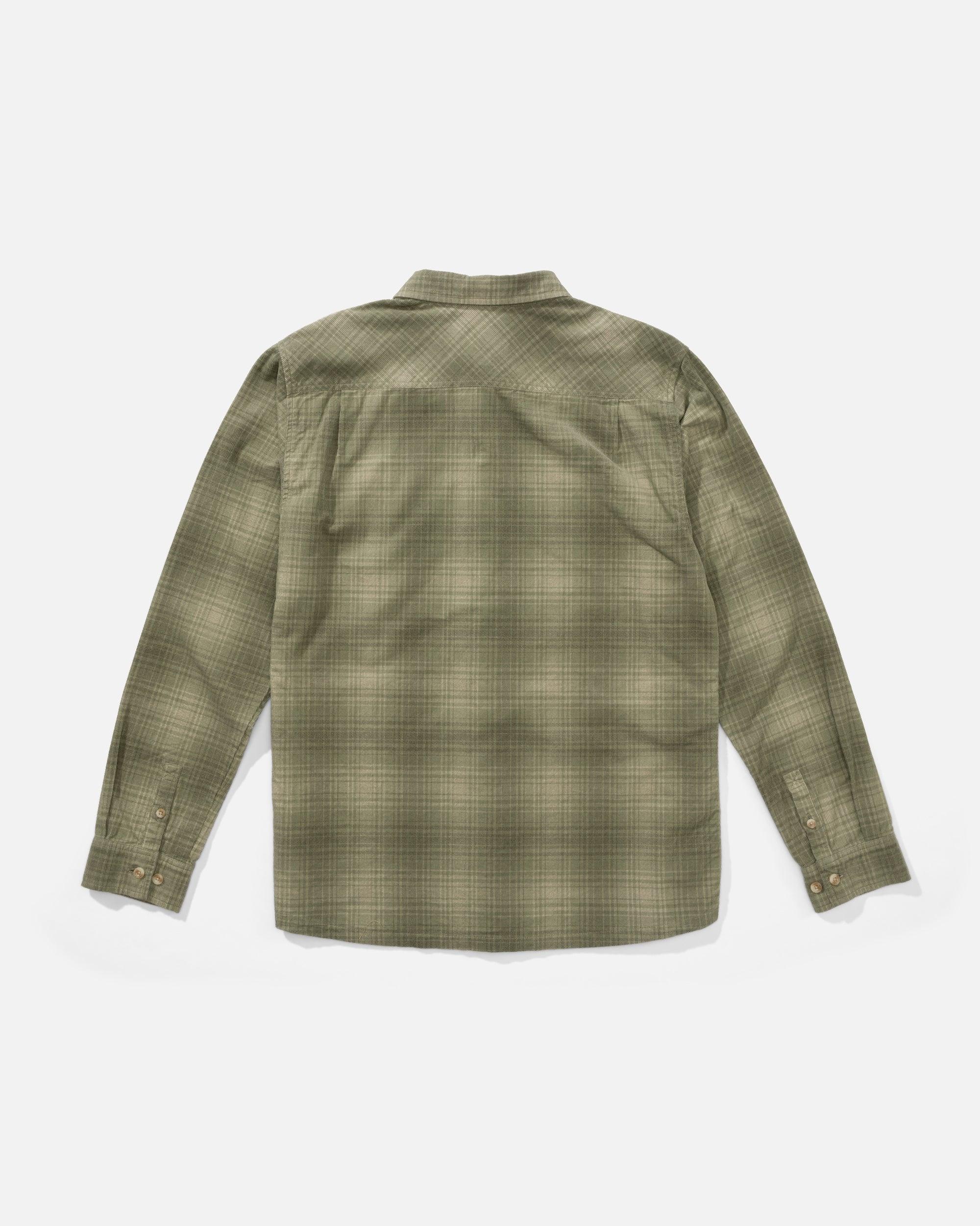 Caster Long Sleeve Cord Button Up - Oil Green Male Product Image