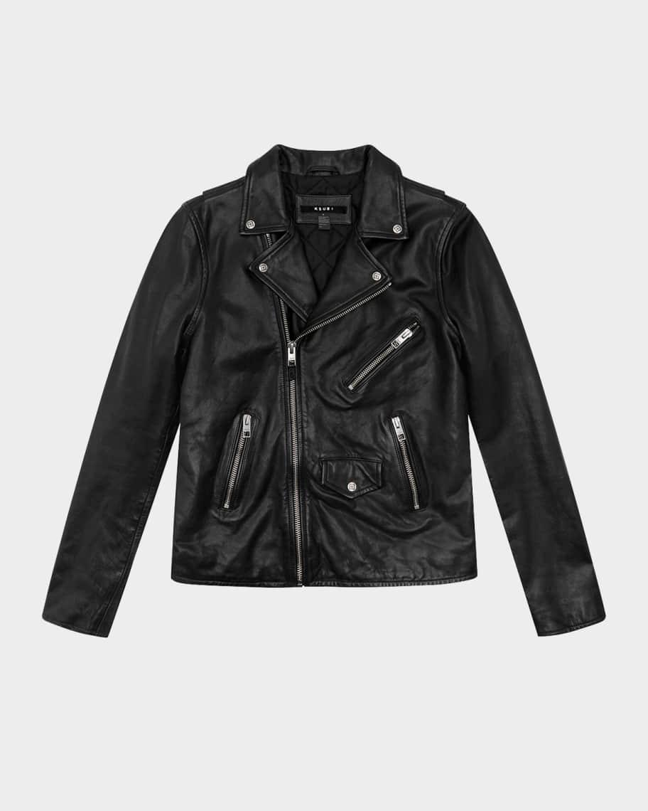 Mens Studded Eagle Leather Jacket Product Image