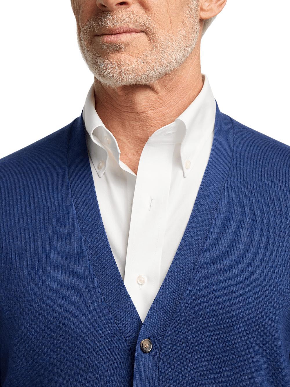 Supima Cotton Button Front Cardigan - Dark Blue Product Image