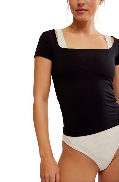 Free People Clean Lines Square Neck Short Sleeve Baby Tee Product Image