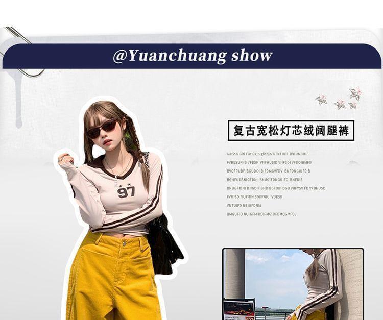 High Rise Corduroy Plain Wide Leg Pants (Various Designs) Product Image