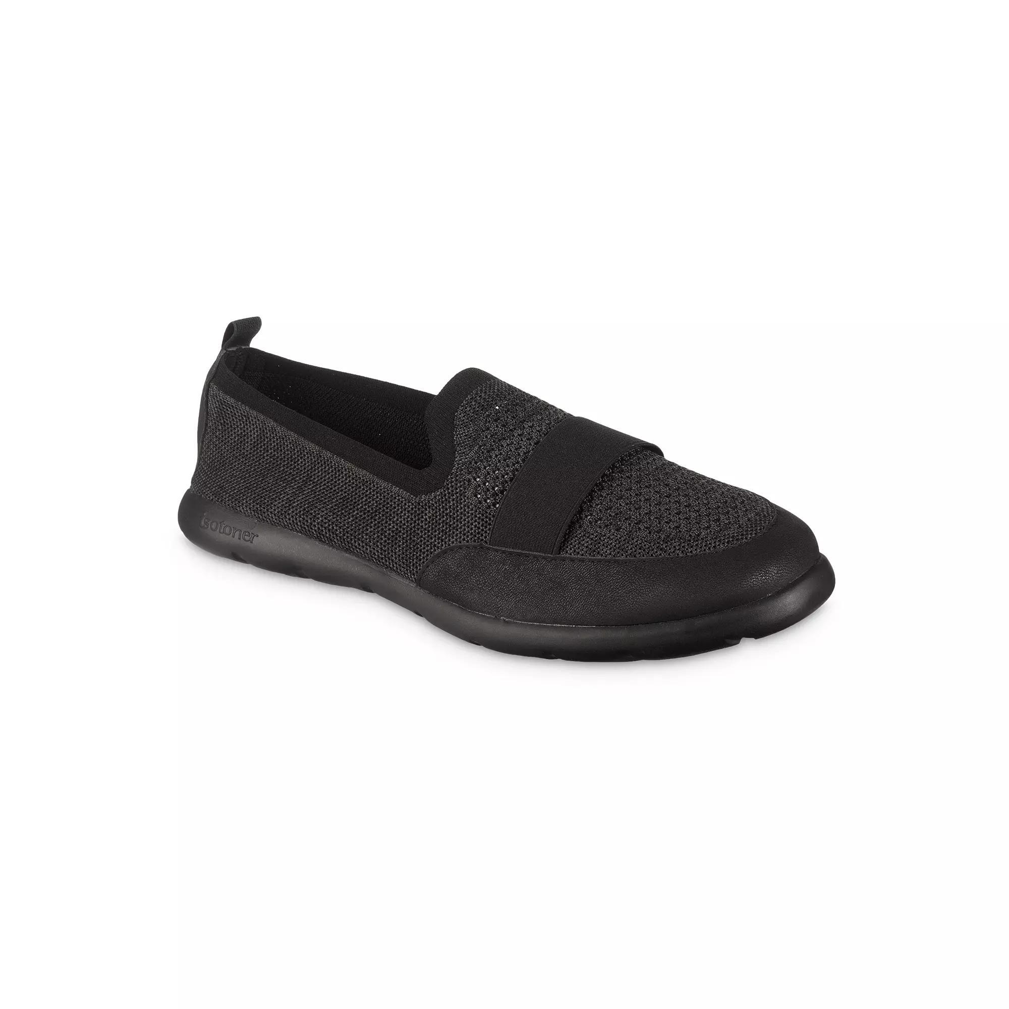 isotoner Men's Zenz Recycled Knit Closed Back Shoes, Size: 10, Black Product Image