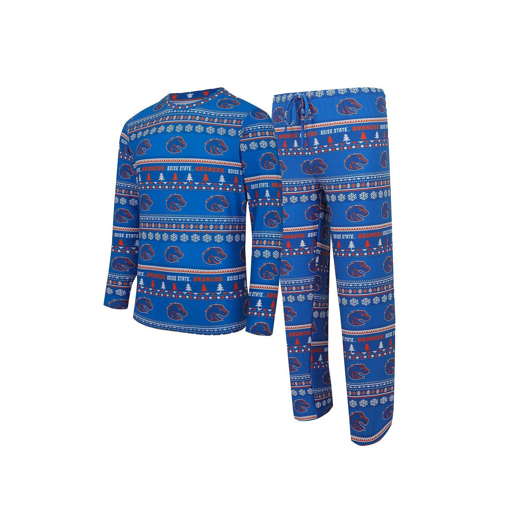 Men's Concepts Sport Royal Boise State Broncos Swivel Long Sleeve T-Shirt & Pants Sleep Set, Size: Large, Blue Product Image