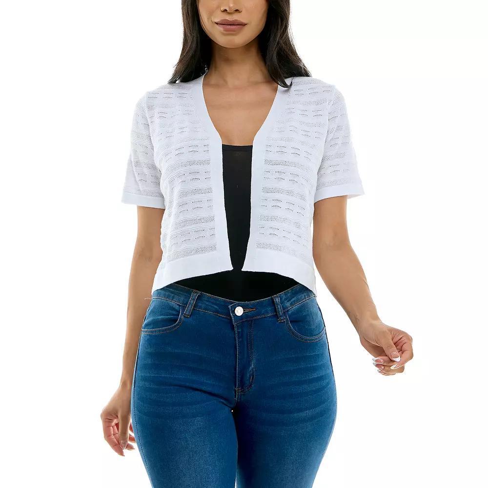 Women's Nina Leonard Novelty Stitch Bolero Jacket, Size: Large, White Product Image