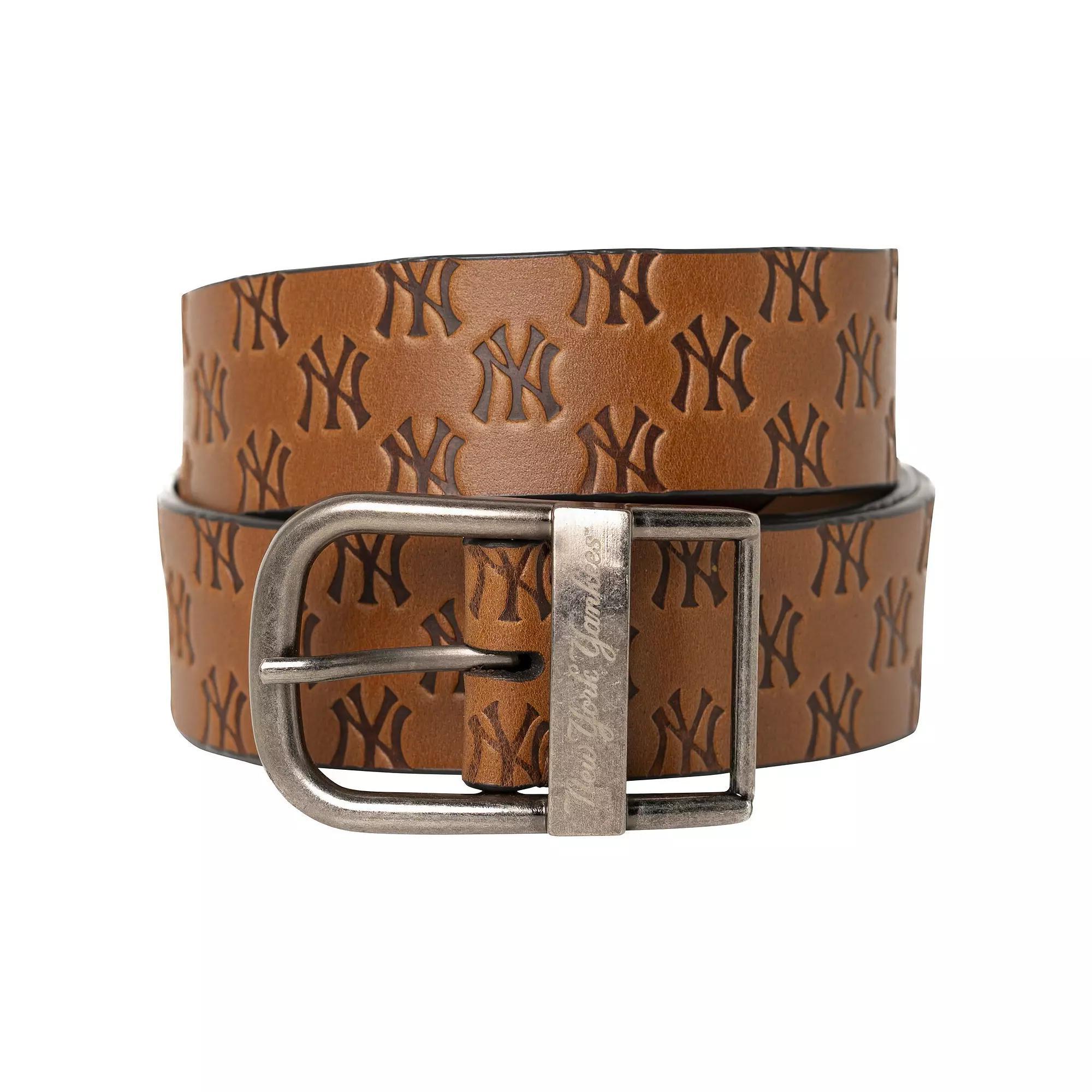 Men's Lusso Brown New York Yankees Saul Belt, Size: 36 Product Image