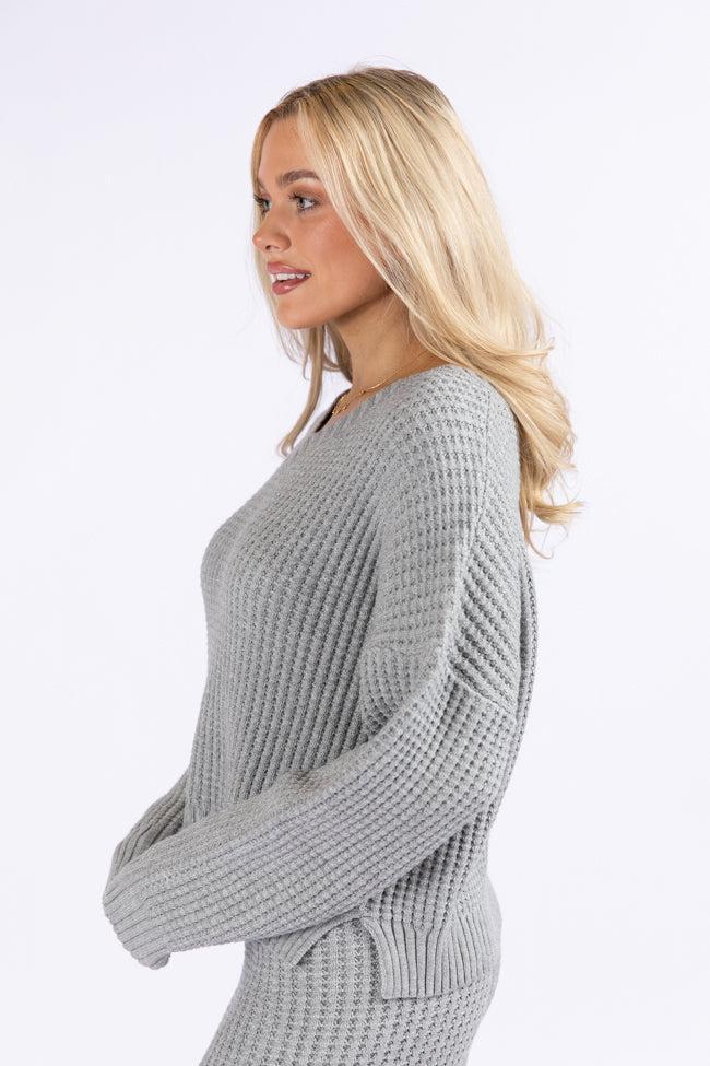 This Is Why Charcoal Thermal Waffle Knit Pullover SALE Product Image