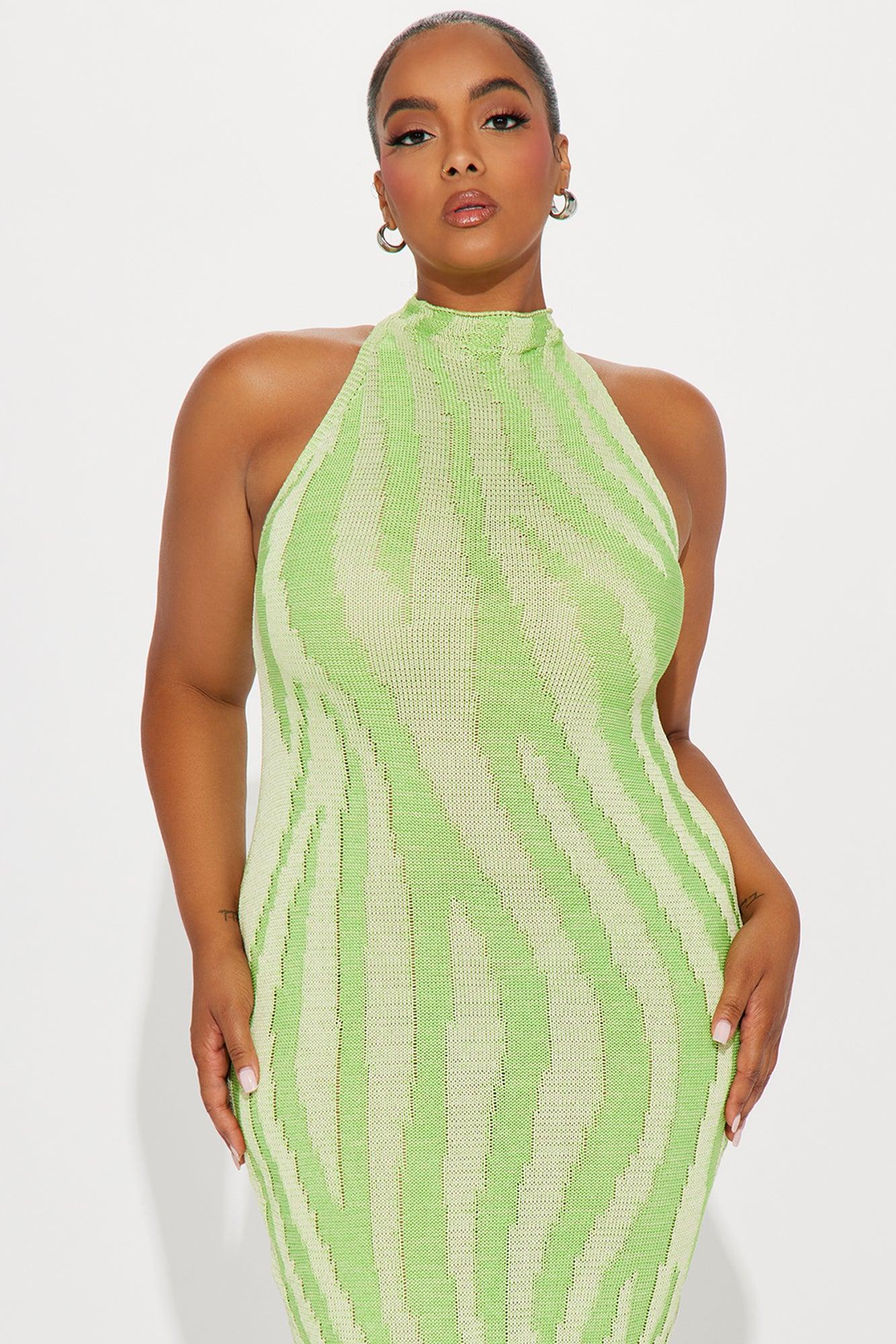 Zoya Knit Midi Dress - Lime Product Image