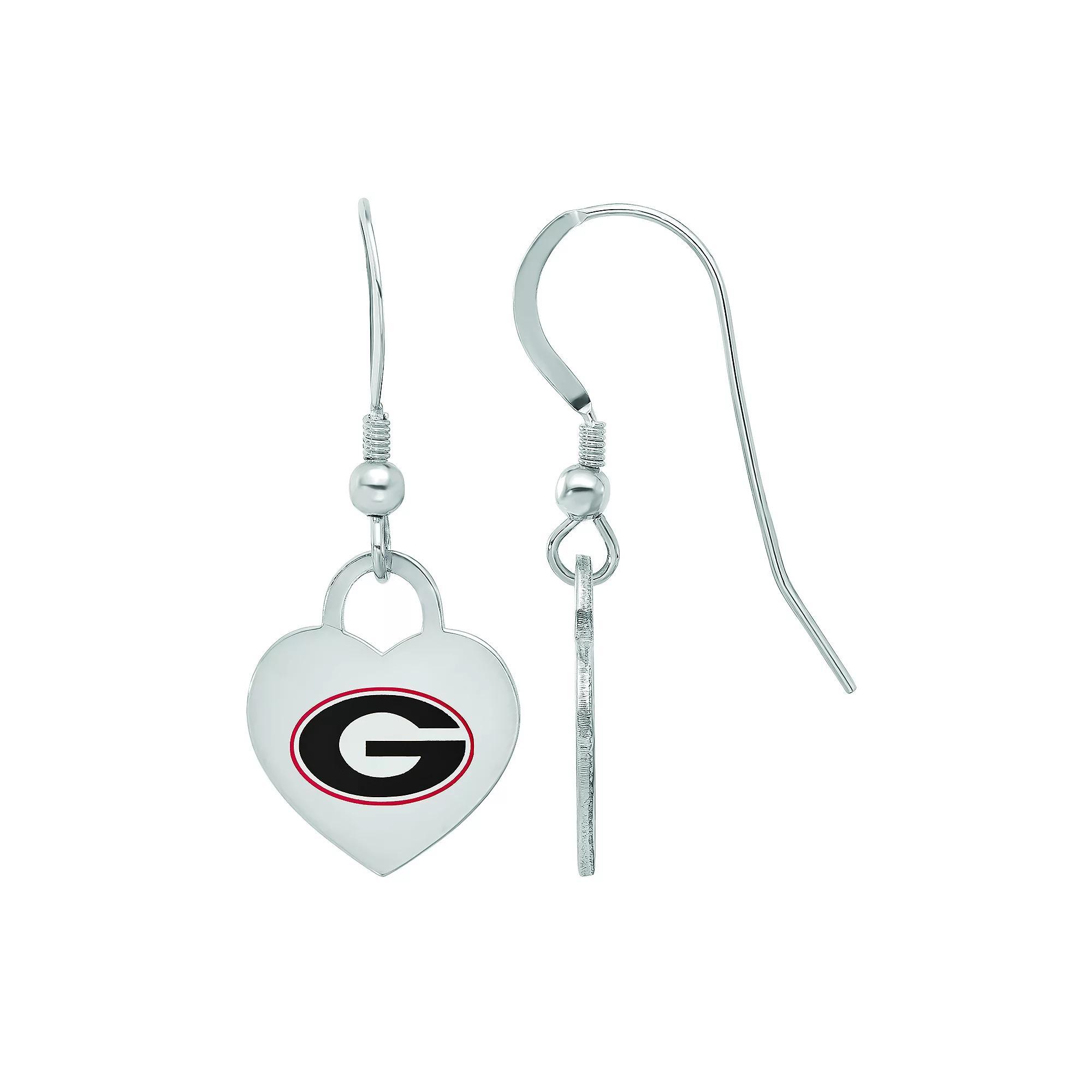 LogoArt Sterling Silver Georgia Enamel Heart Drop Earrings, Women's Product Image