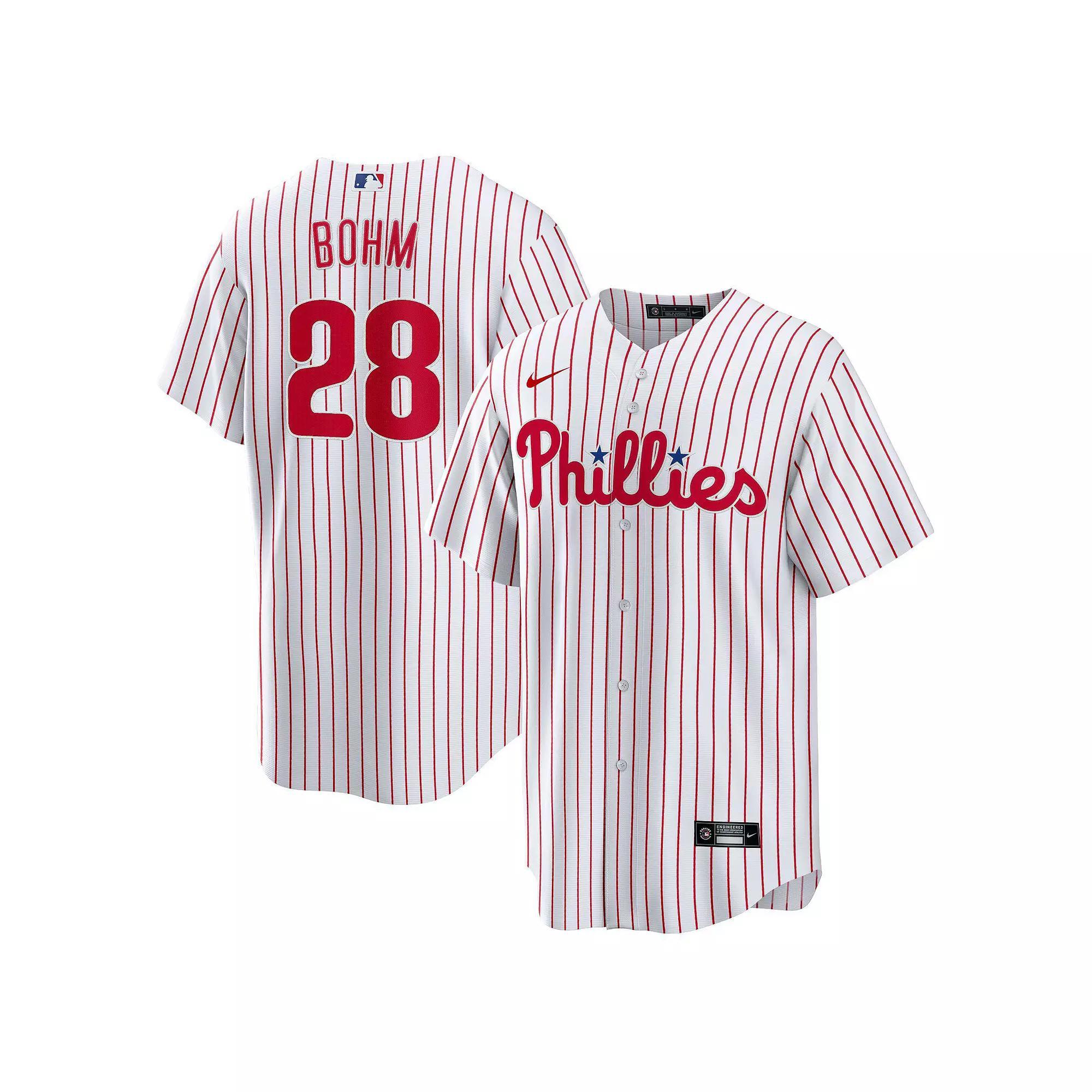 Men's Nike Alec Bohm White Philadelphia Phillies Replica Player Jersey, Size: Large Product Image