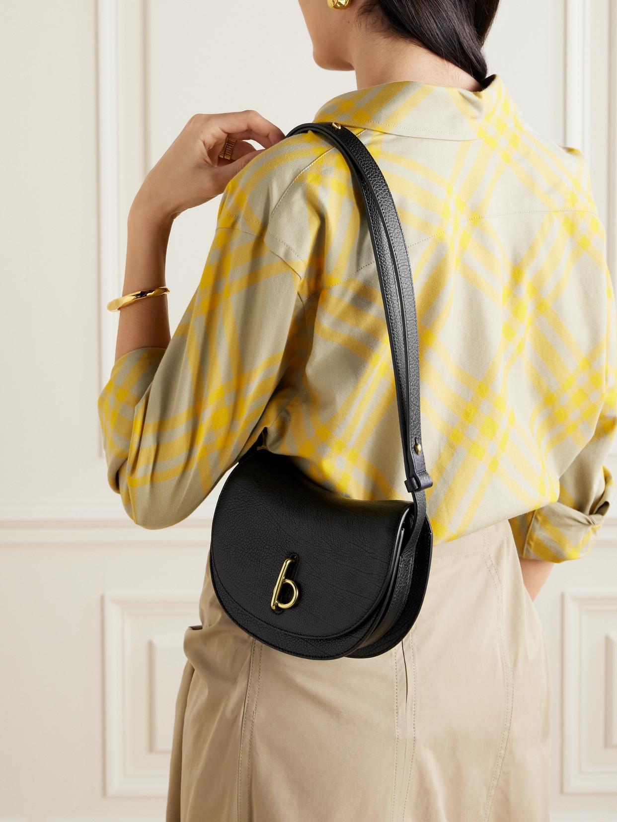 BURBERRY Rocking Horse Textured-leather Shoulder Bag In Black Product Image