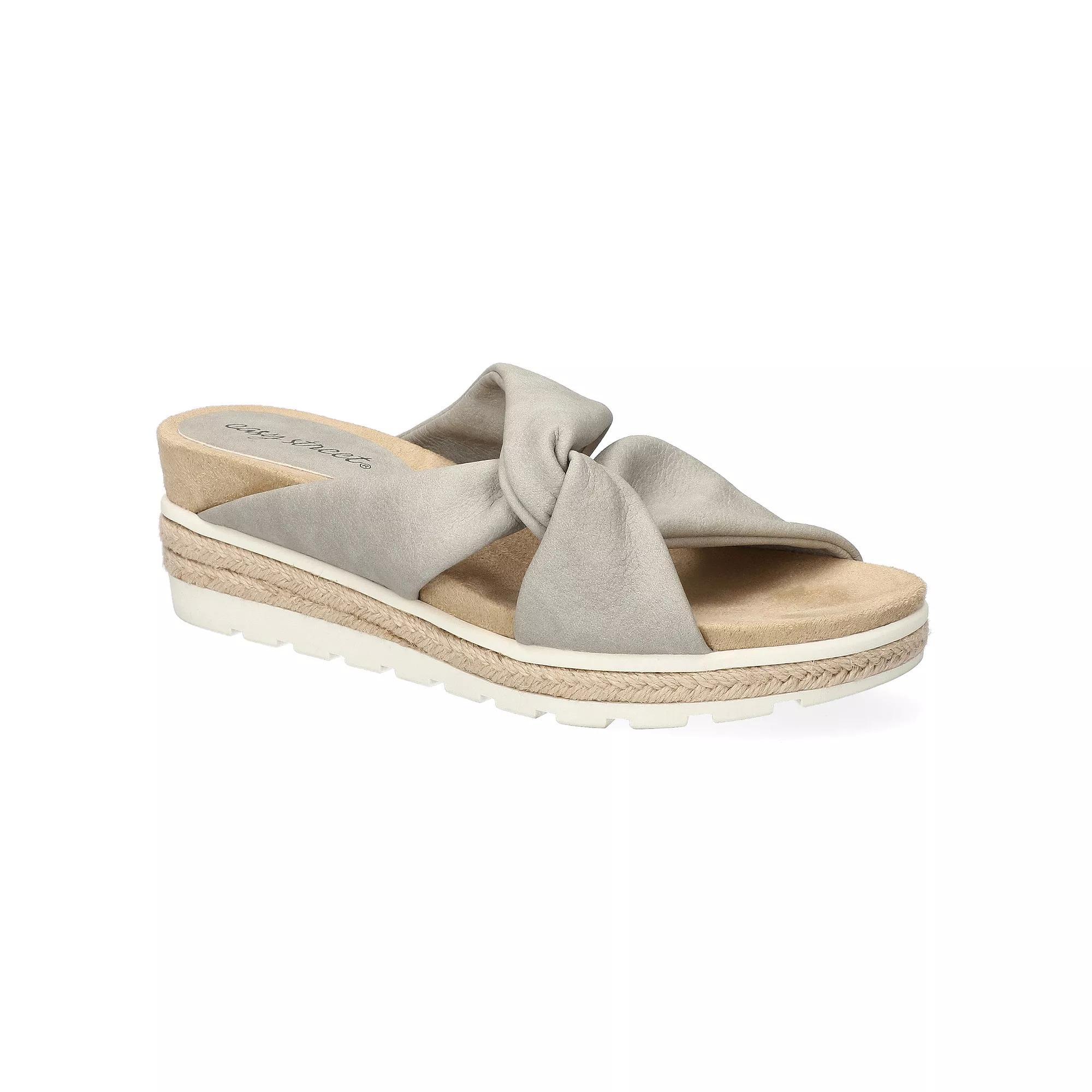 Easy Street Ja Knotted Wedge Women's Slide Sandals, Size: 10 Wide, Gray Product Image