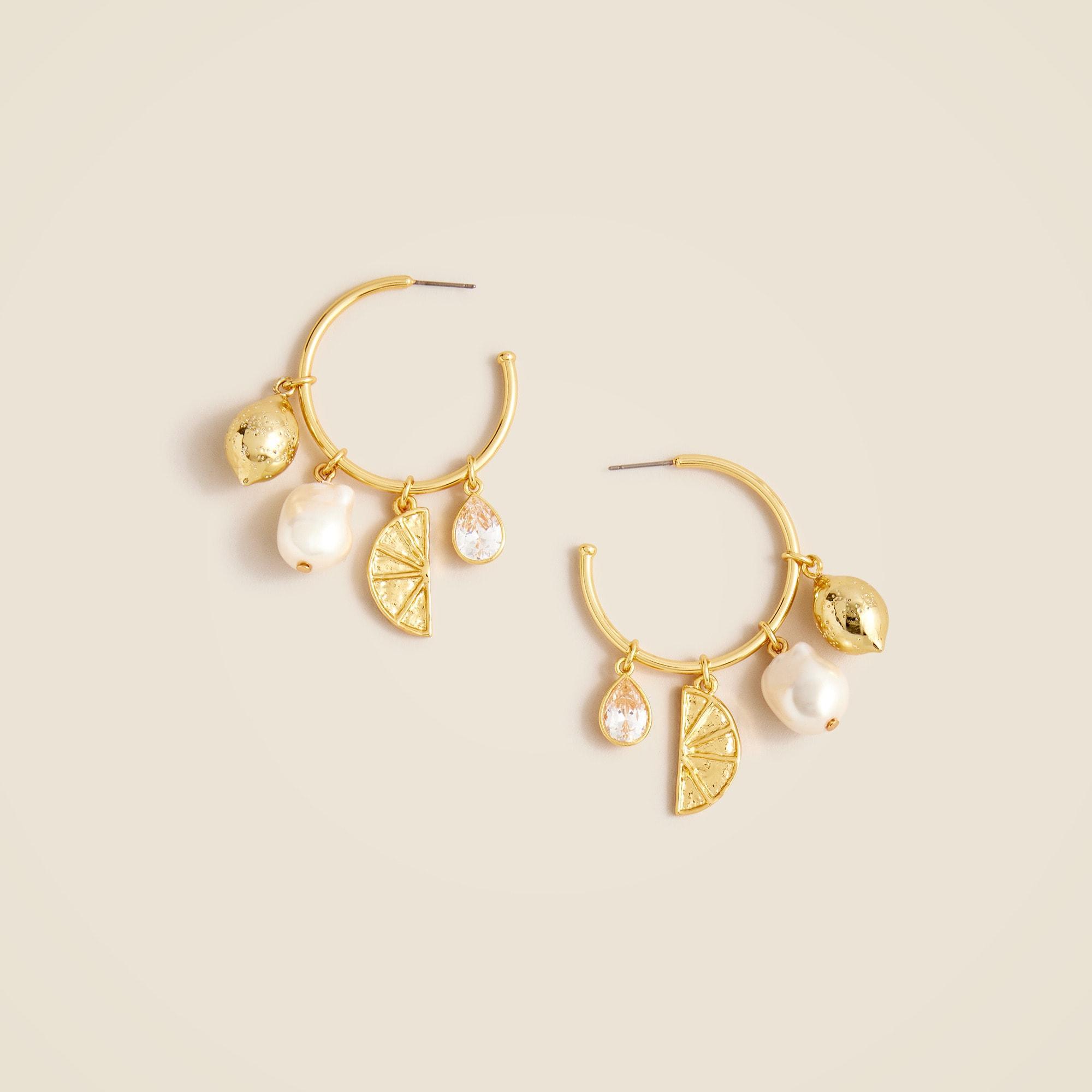 Nautical lemon charm hoop earrings Product Image