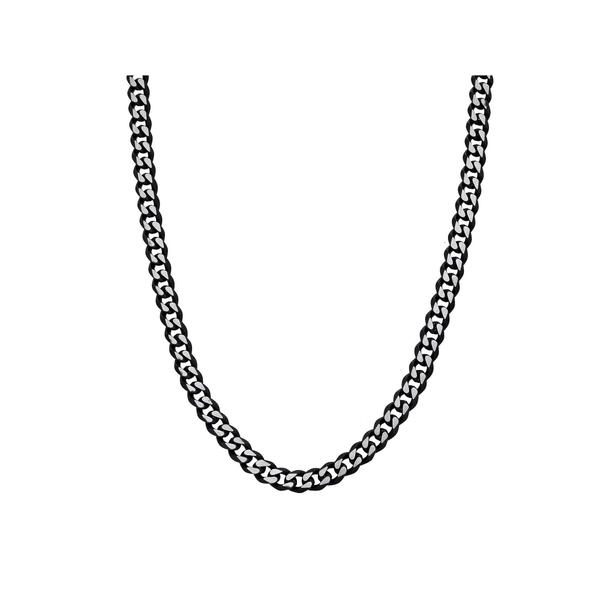 Mens LYNX Stainless Steel Curb Chain Necklace Black Tone Product Image