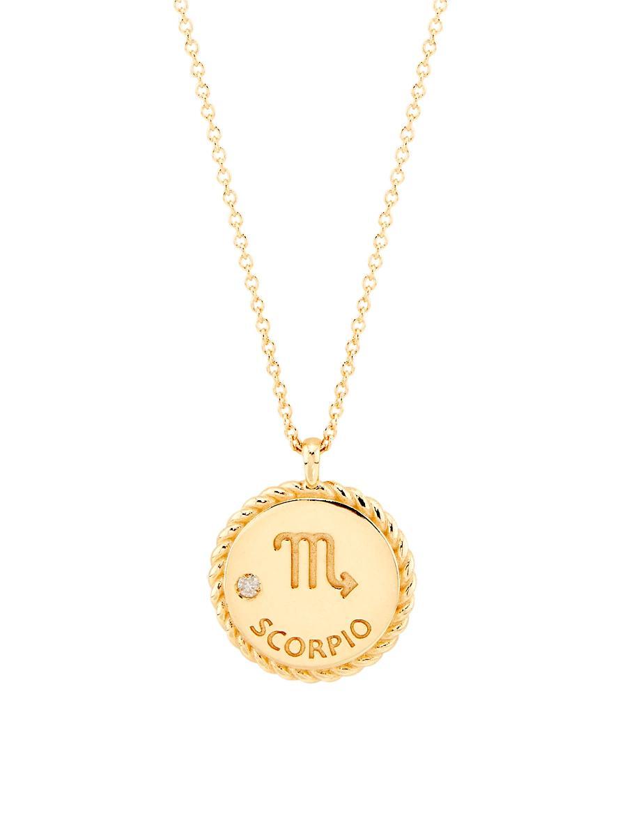 Womens 14K Gold & Diamond Star Sign Pendant Necklace Product Image