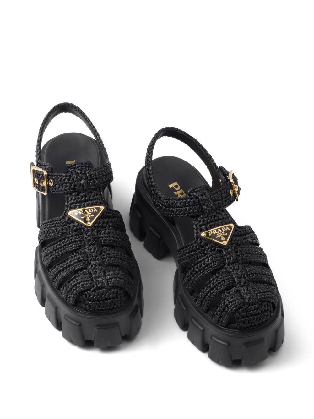 caged flatform raffia sandals Product Image