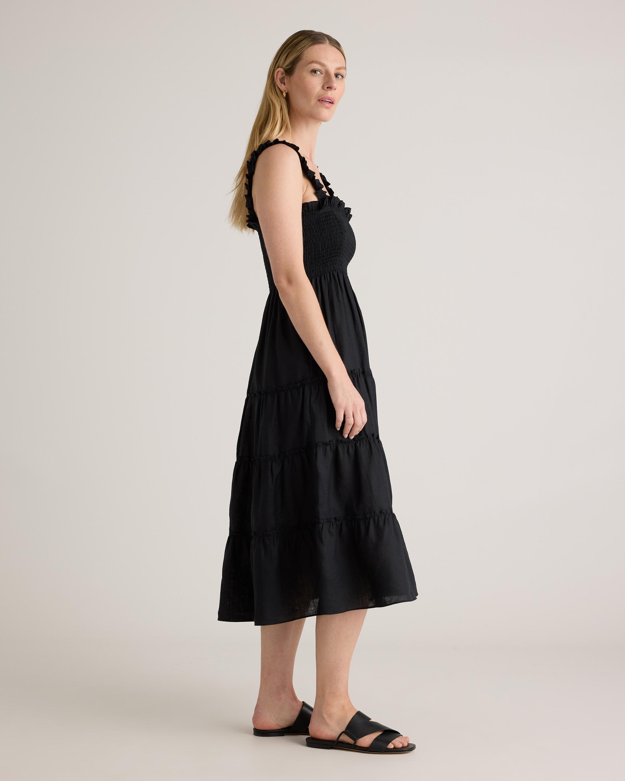 Quince | Women's 100% European Linen Smocked Midi Dress Size XS Product Image