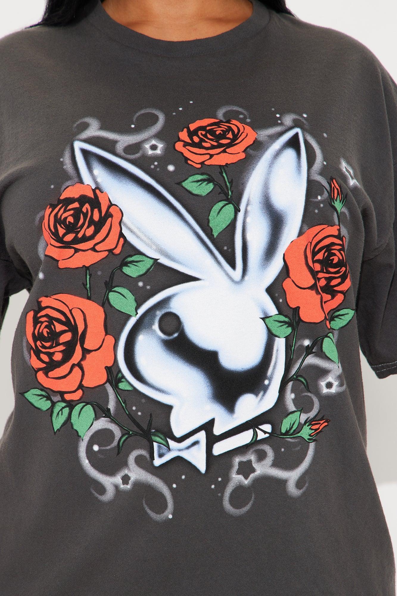 Playboy Roses Washed Oversized Tee - Black Product Image