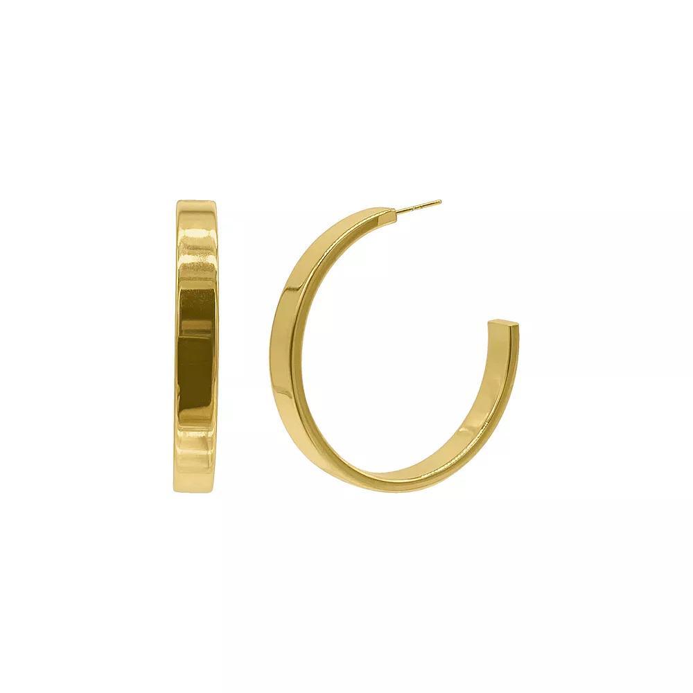 Adornia 14k Gold Plated Hoop Earrings, Womens, Gold Tone Product Image