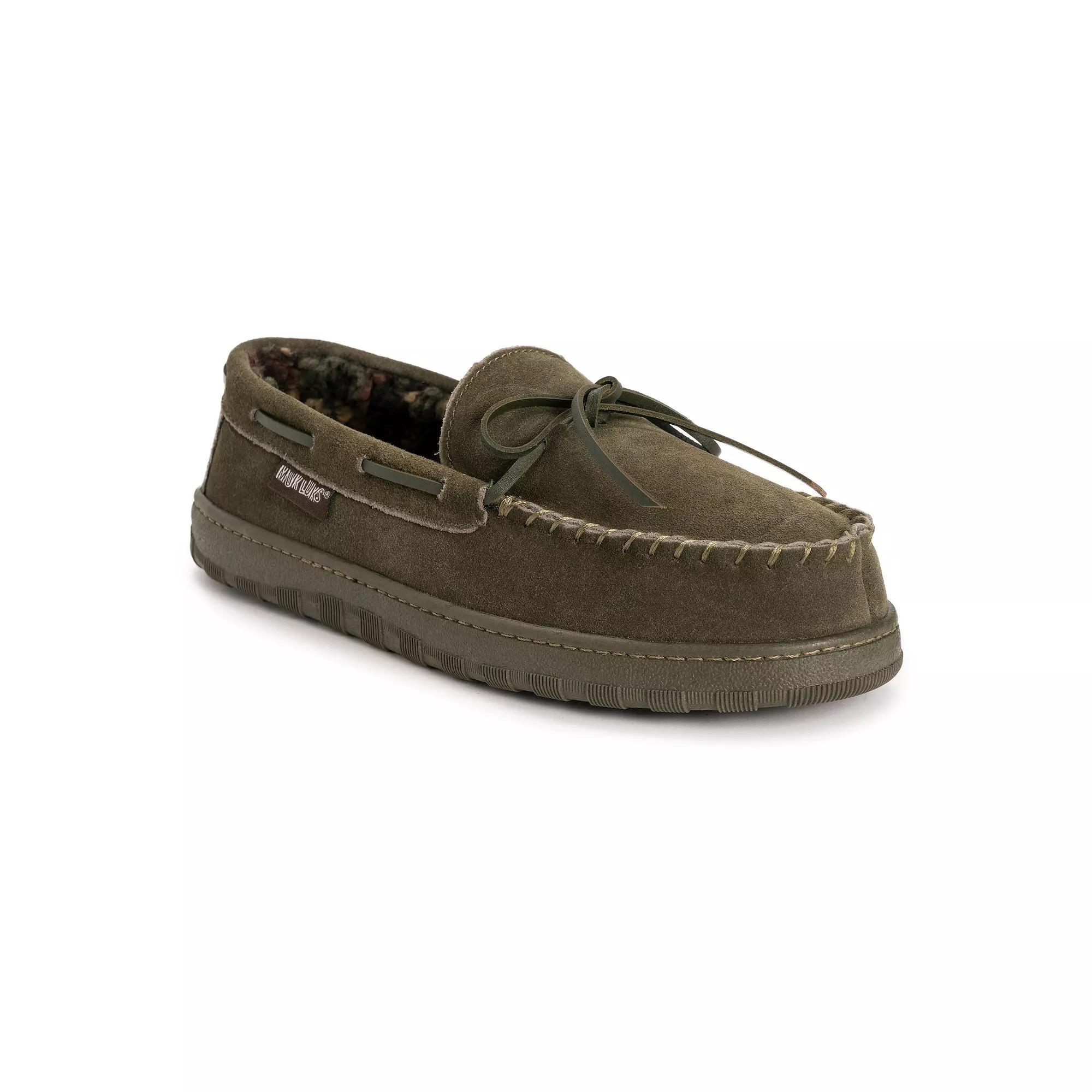 MUK LUKS Paul Men's Printed Berber Suede Moccasin Slippers, Size: 9, Green Product Image