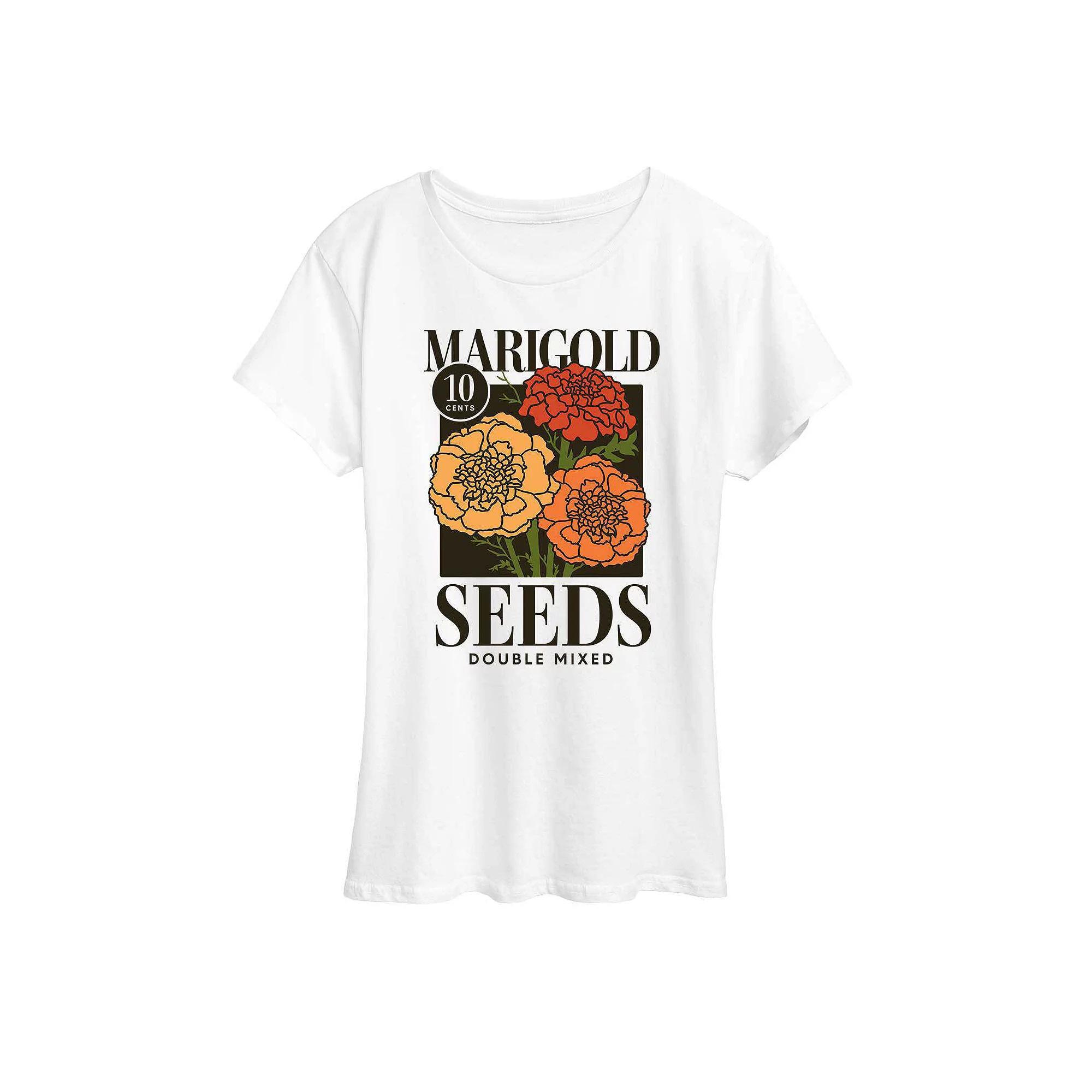 Womens Marigold Seeds Graphic Tee, Girls Grey Gray Product Image