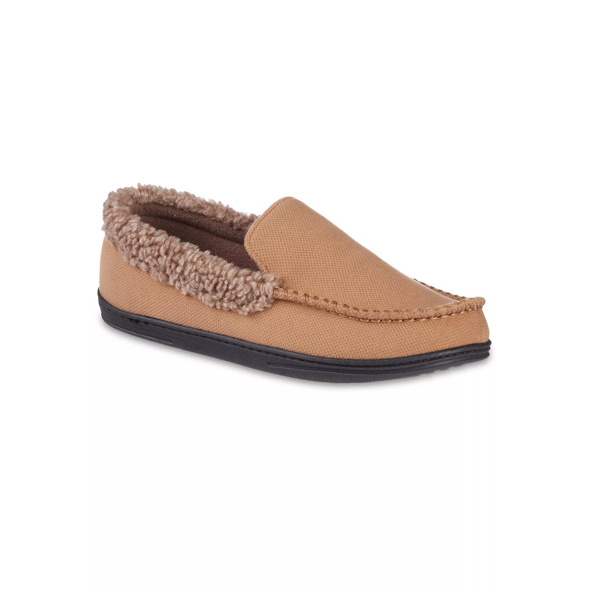 isotoner Mens Brushed Knit Lewis Moccasin Slippers with Memory Foam Product Image