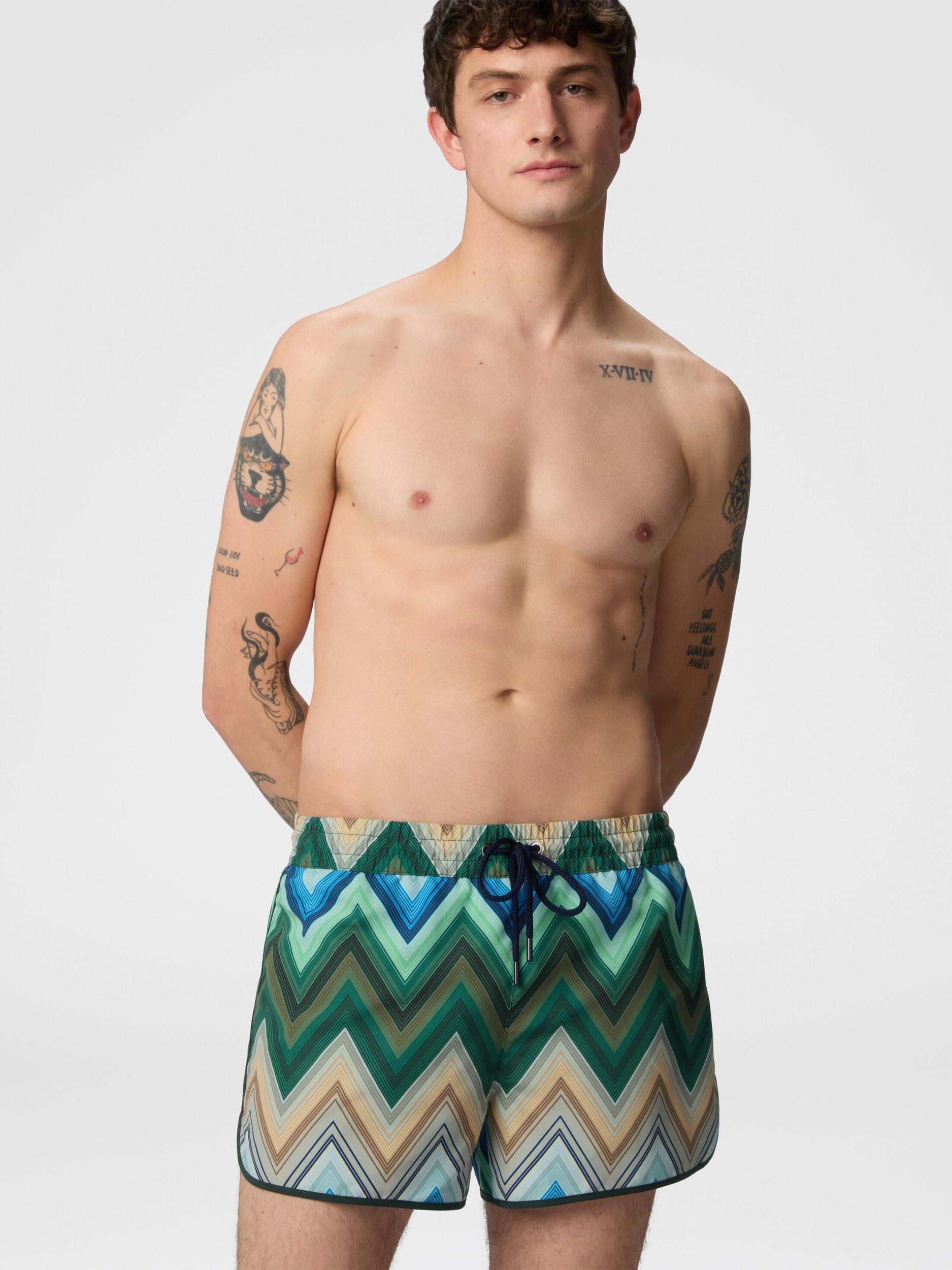 Swim shorts with macro zigzag print Product Image