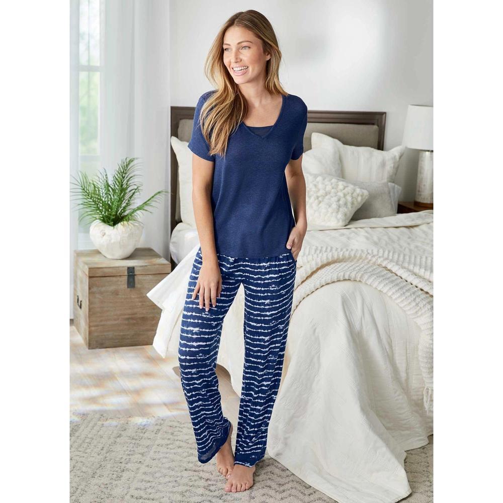 Womens Jockey Cool & Comfy Pajama Tee Teal Grey Product Image