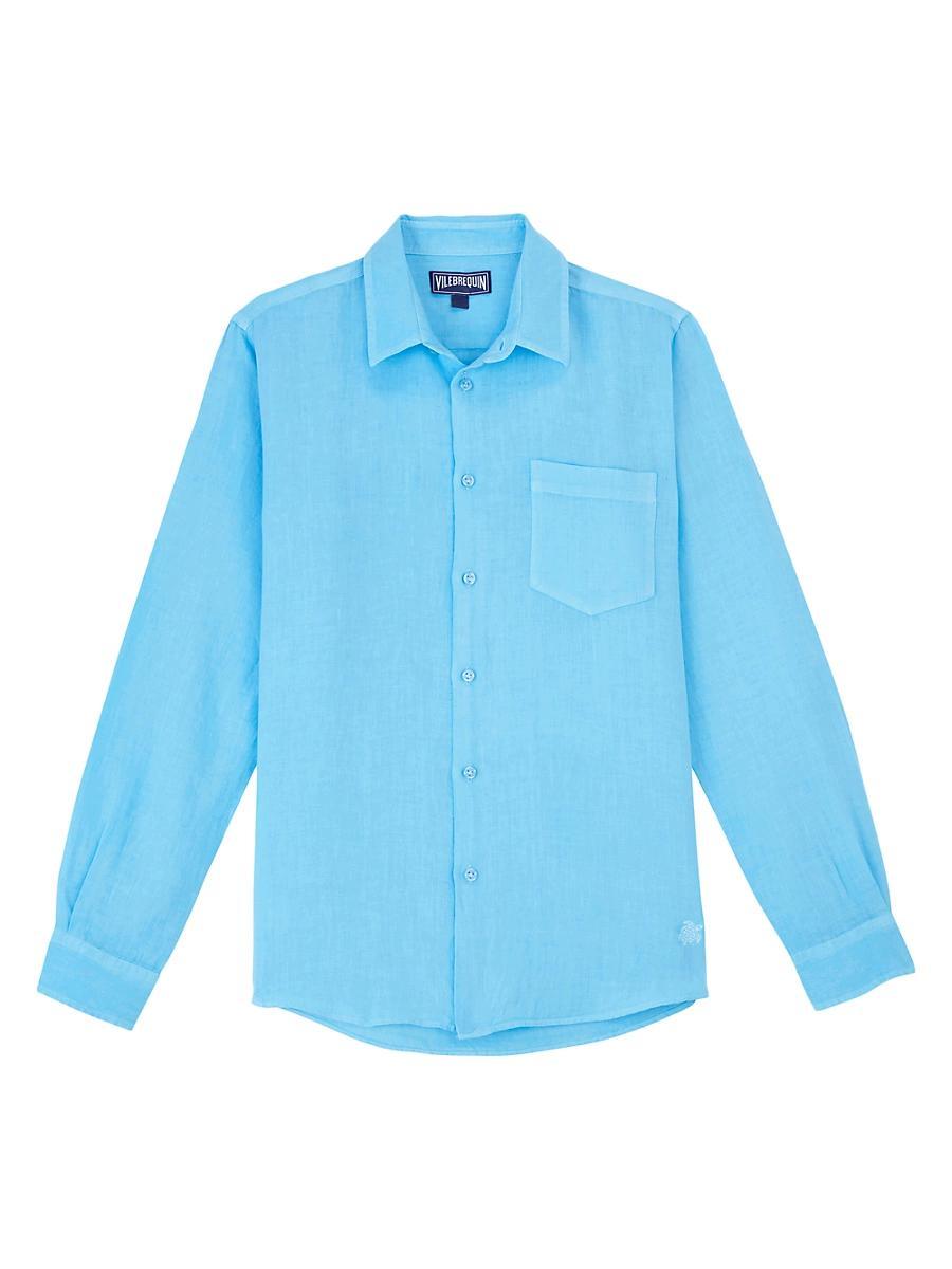Mens Long-Sleeve Linen Shirt Product Image