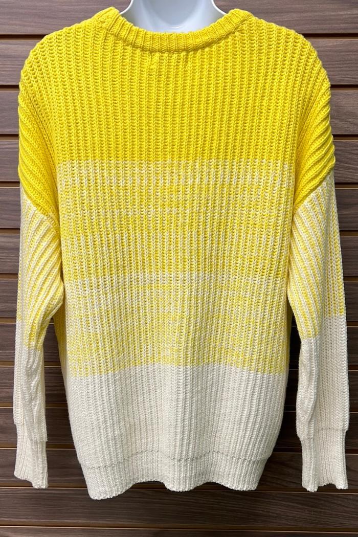 Yellow & Cream Heavy Knit Sweater Product Image