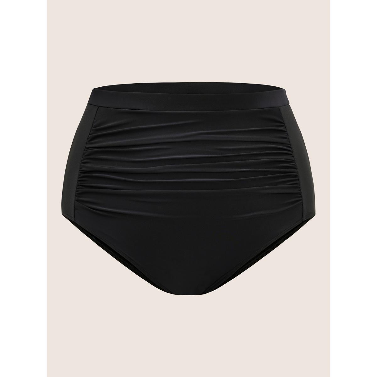 Plus Size Ruched Detail High Rise Skinny Swim Bottom Women's Swimwear Black Beach Lined High stretch Skinny High Rise Curve Swim Bottoms BloomChic 10/M Product Image