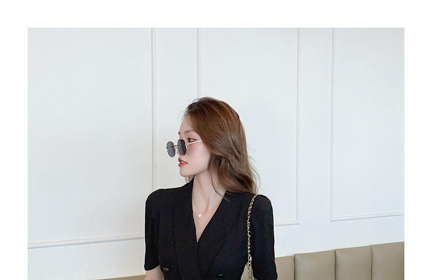 Set: Short-Sleeve V-Neck Plain Mini Blazer Dress + Shorts Product Image