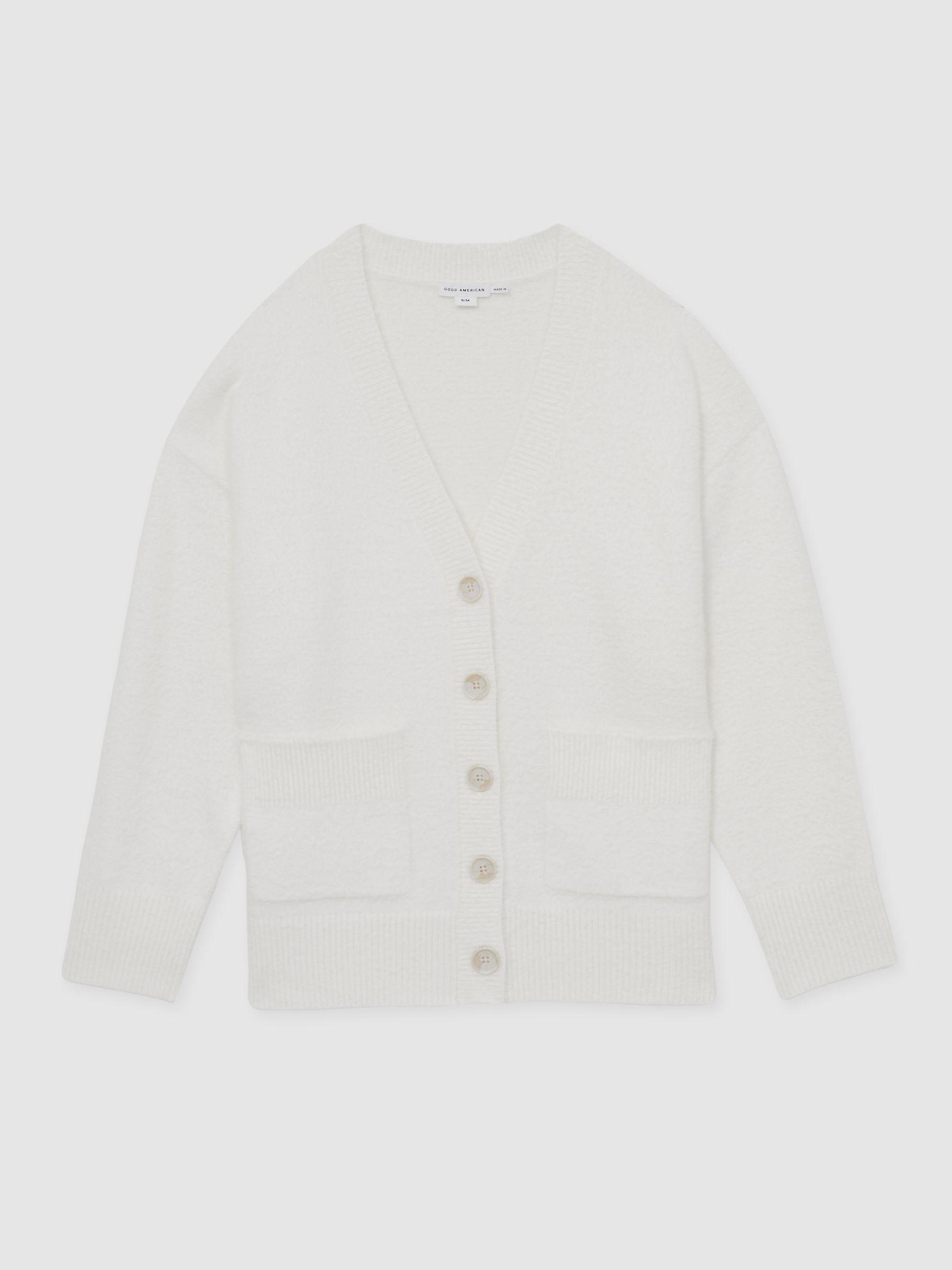 Oversized Plush Cardigan in White Product Image