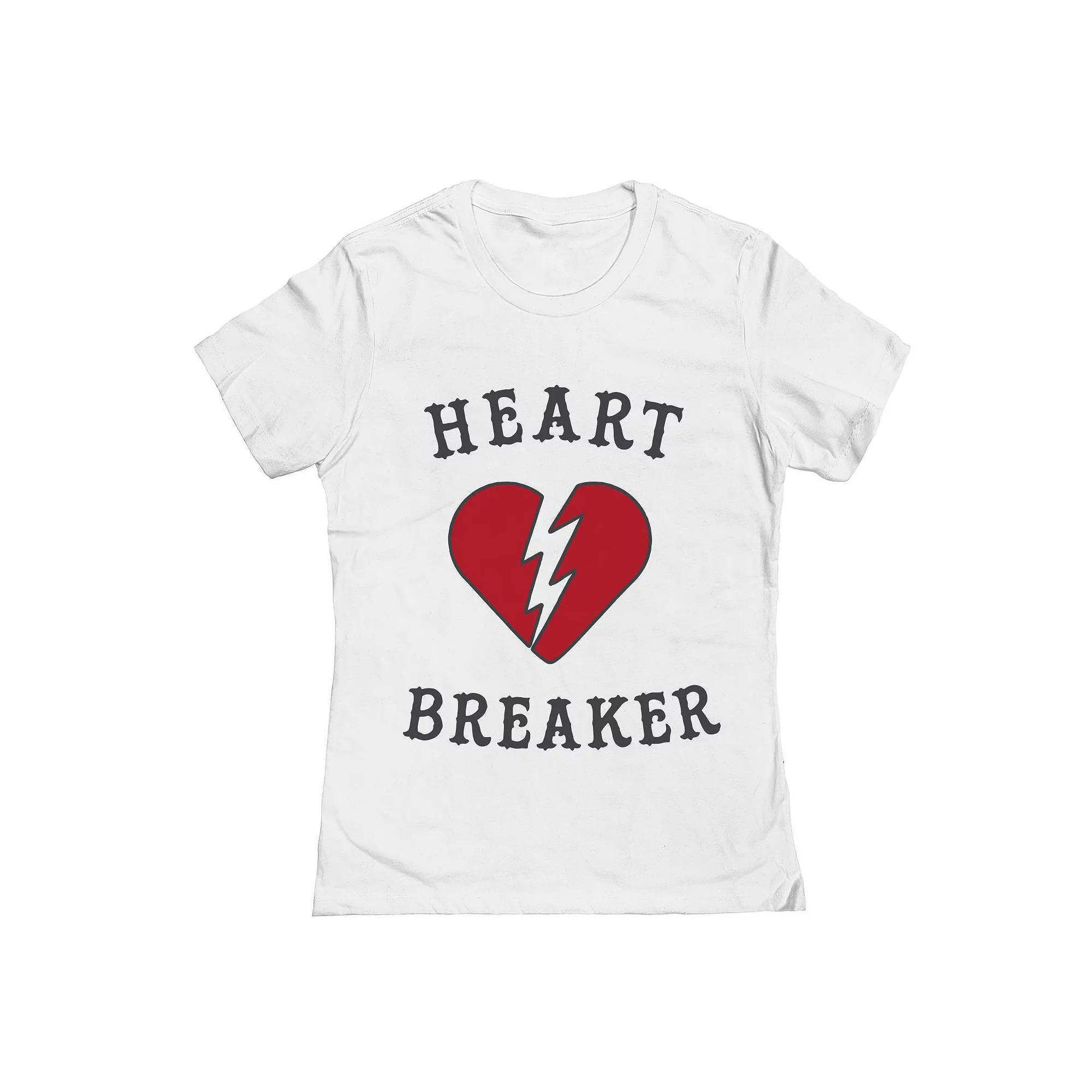 Junior's Heart Breaker Valentine's Day Graphic Tee, Women's, Size: Small, White Product Image