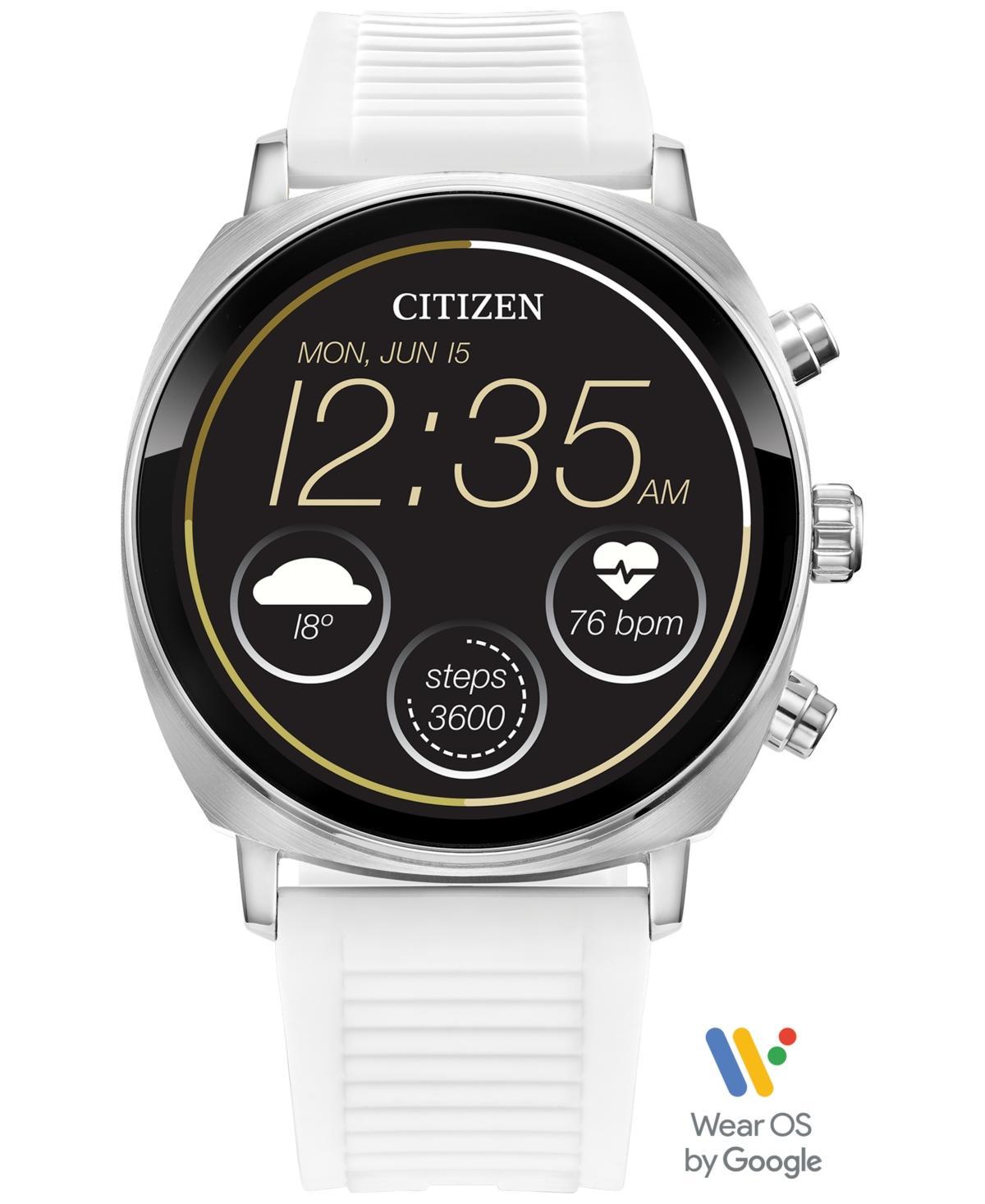 Citizen CZ Smart Touchscreen Unisex Stainless Steel Smart Watch with White Silicone Strap - MX100-28X, Gold Silver Product Image