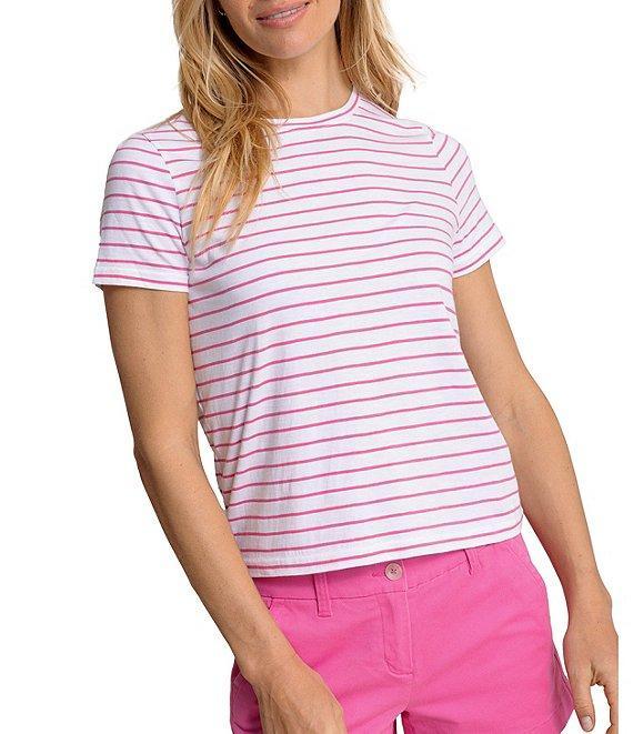 Southern Tide Knit Sunfarer Striped Crew Tee Shirt Product Image