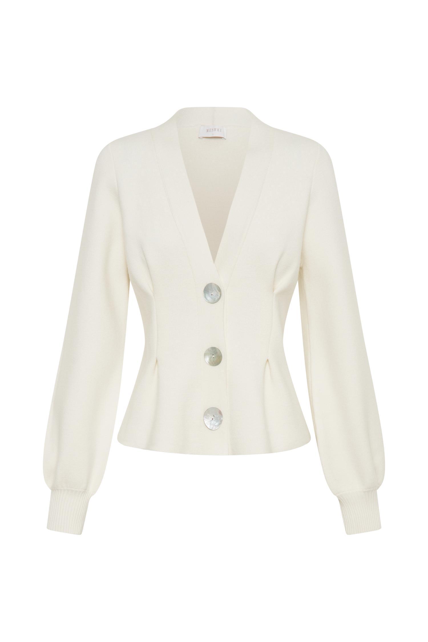 Beverly Knit Cinched Cardigan - Ivory Product Image