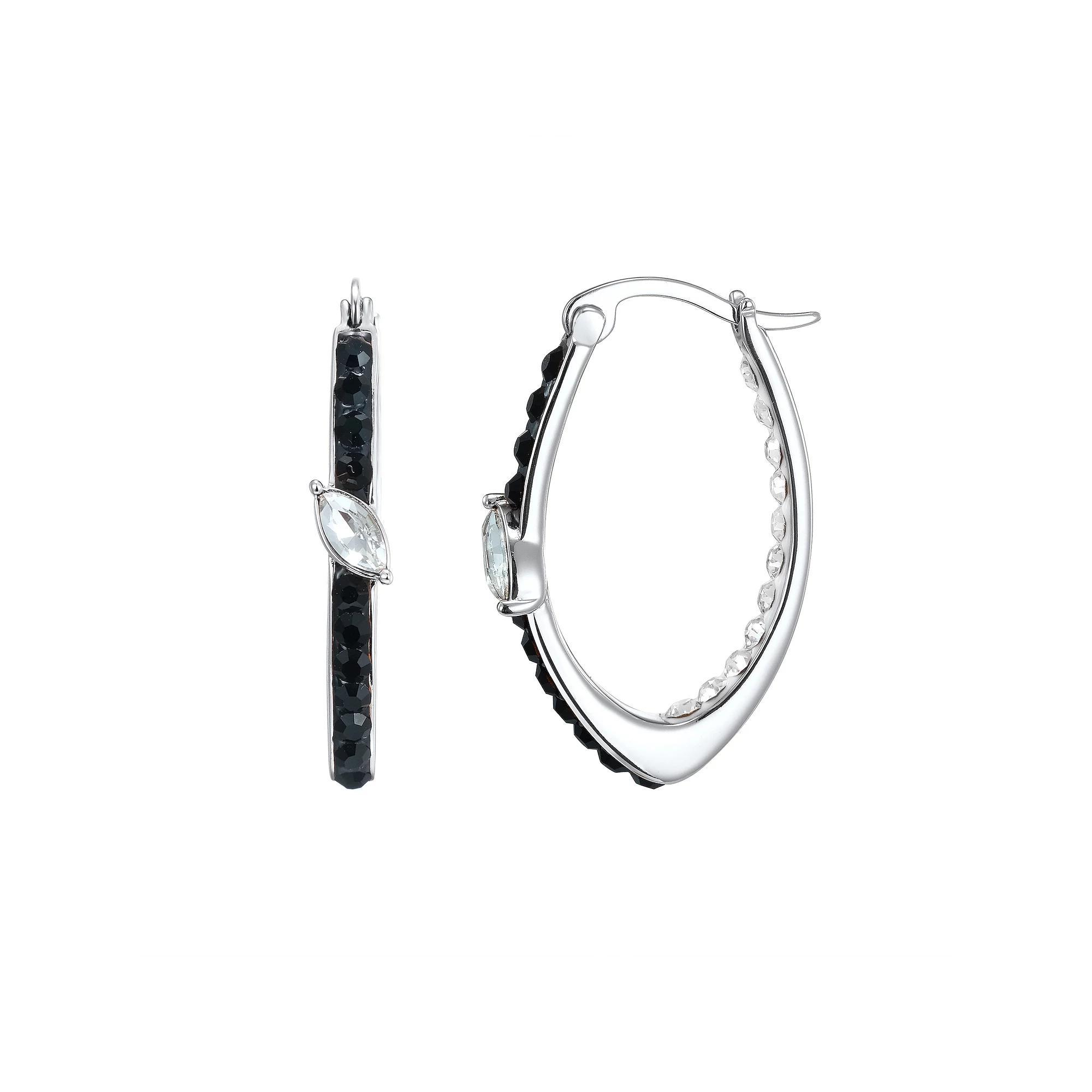 Chrystina Marquis Crystal Center Hoop Earrings, Women's, Silver Tone Product Image