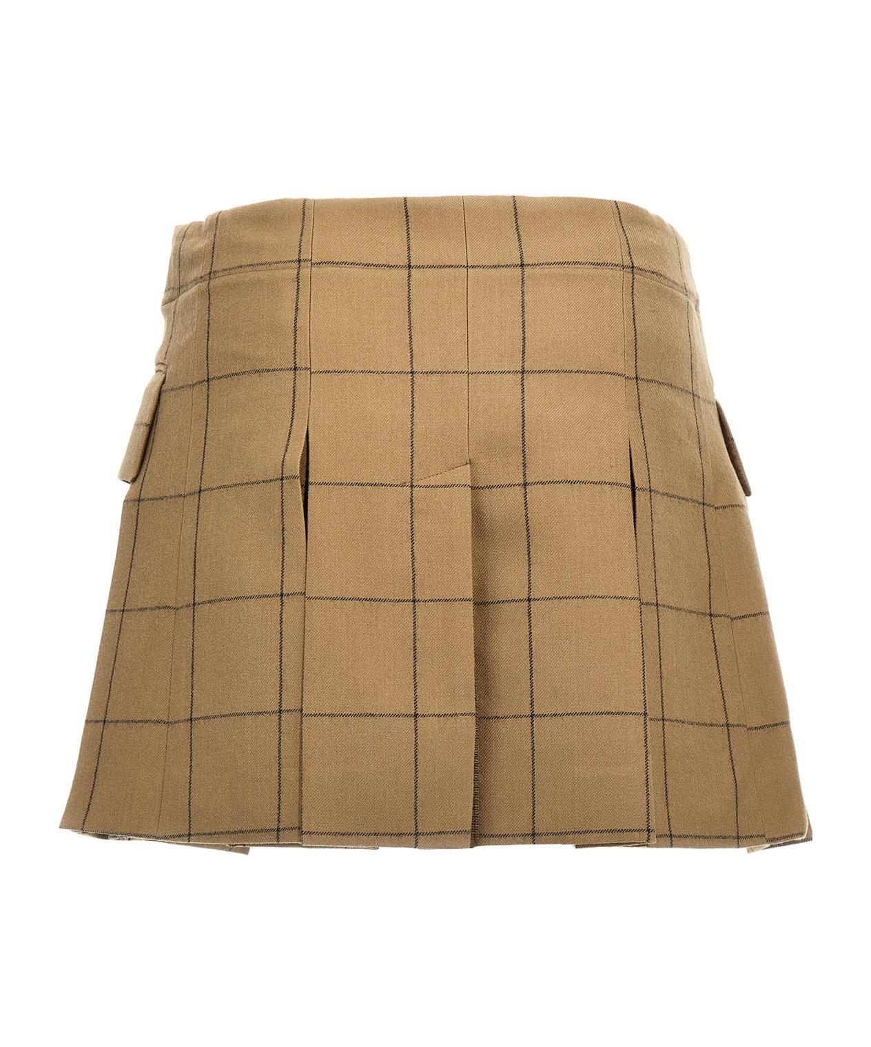 SACAI Checkered Skort With Front Pleats And Pockets In Beige Product Image