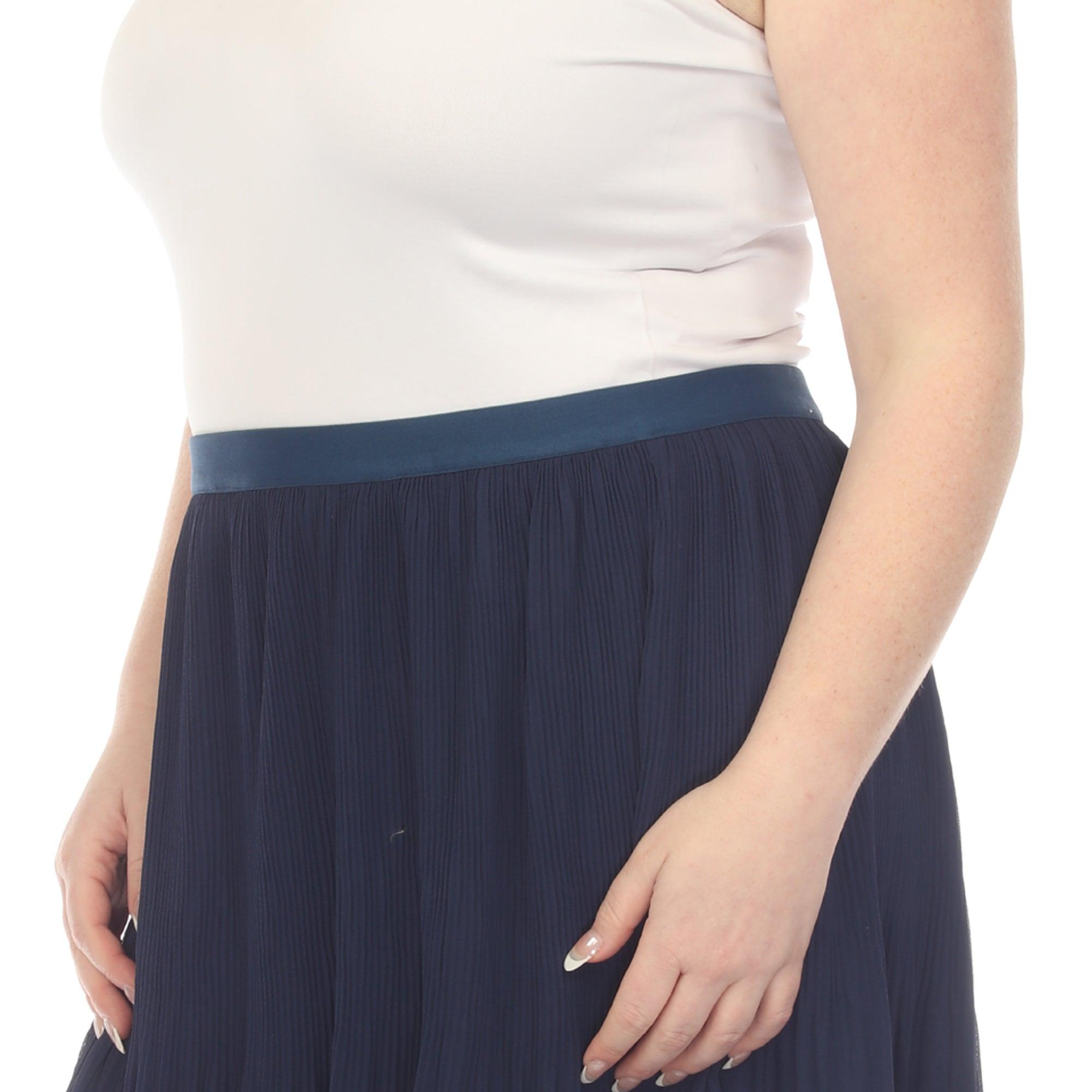 Plus Size Pleated Chiffon Midi Skirt Product Image
