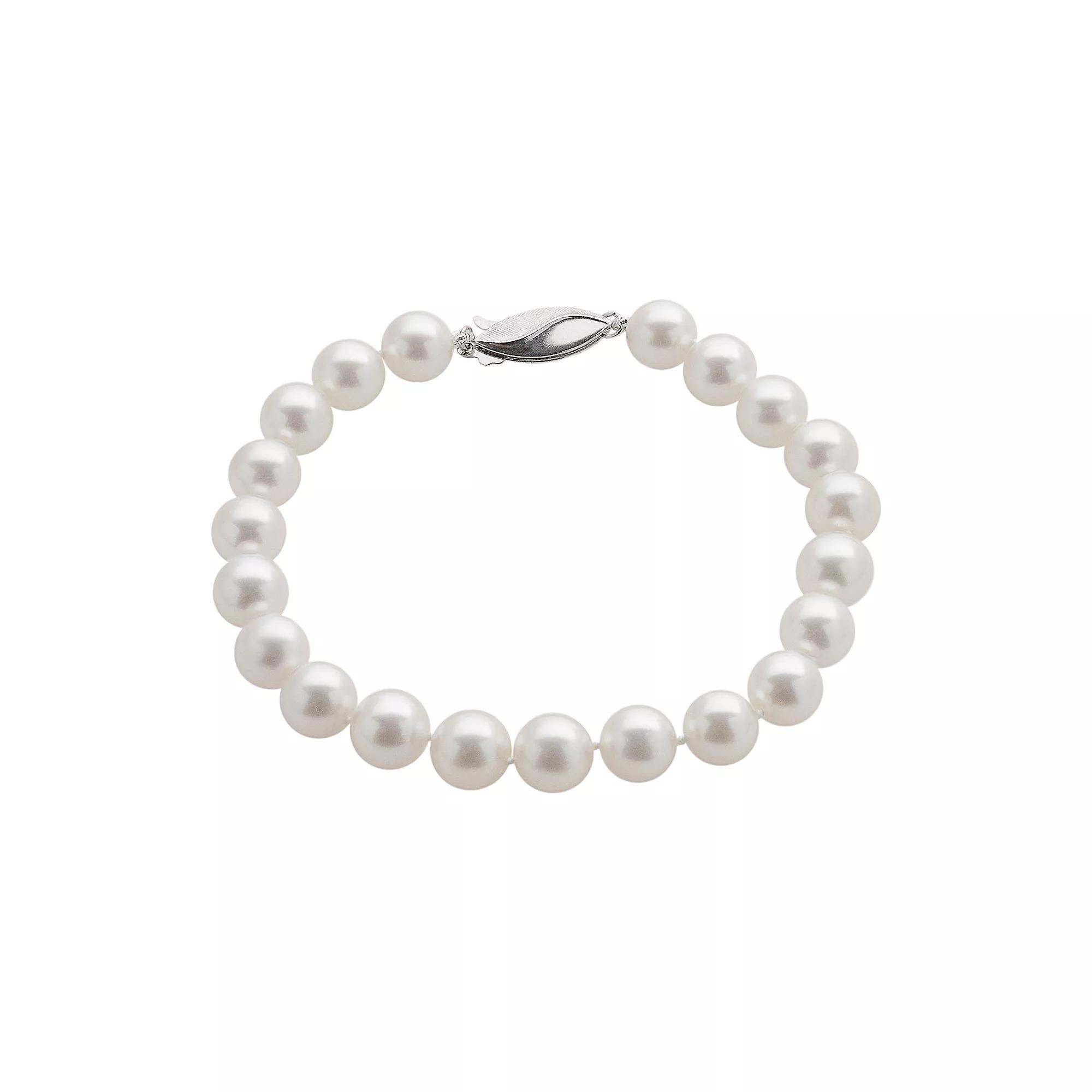 18k White Gold AA Akoya Cultured Pearl Bracelet (7-7.5 mm), Womens Product Image