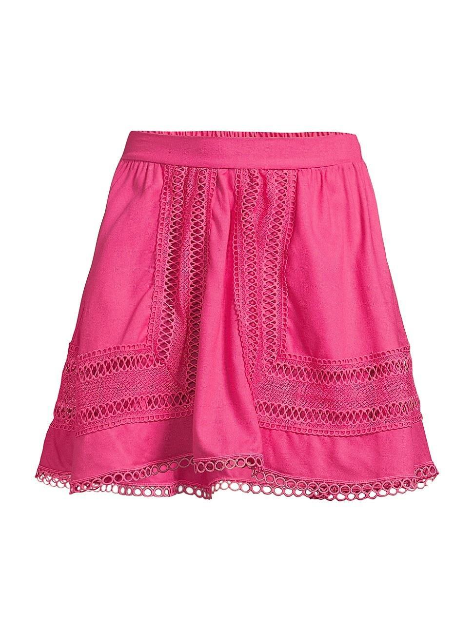 Womens Celeste Lattice-Trim Miniskirt Product Image