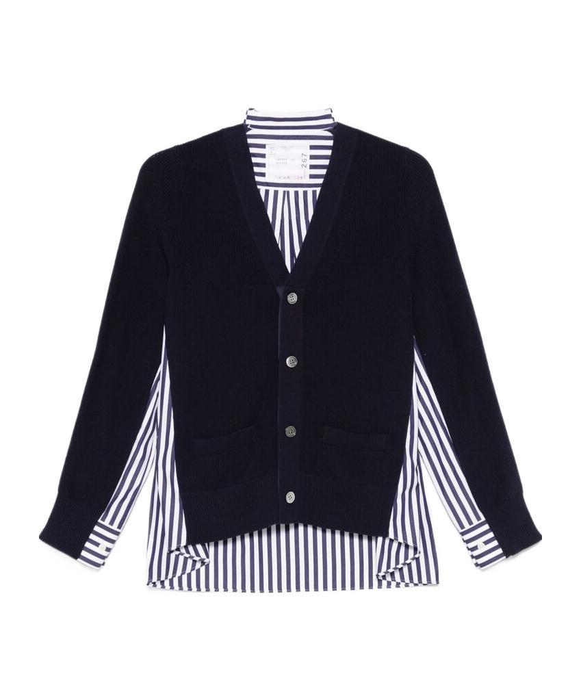 SACAI Spliced Knitted Cardigan In Black Product Image
