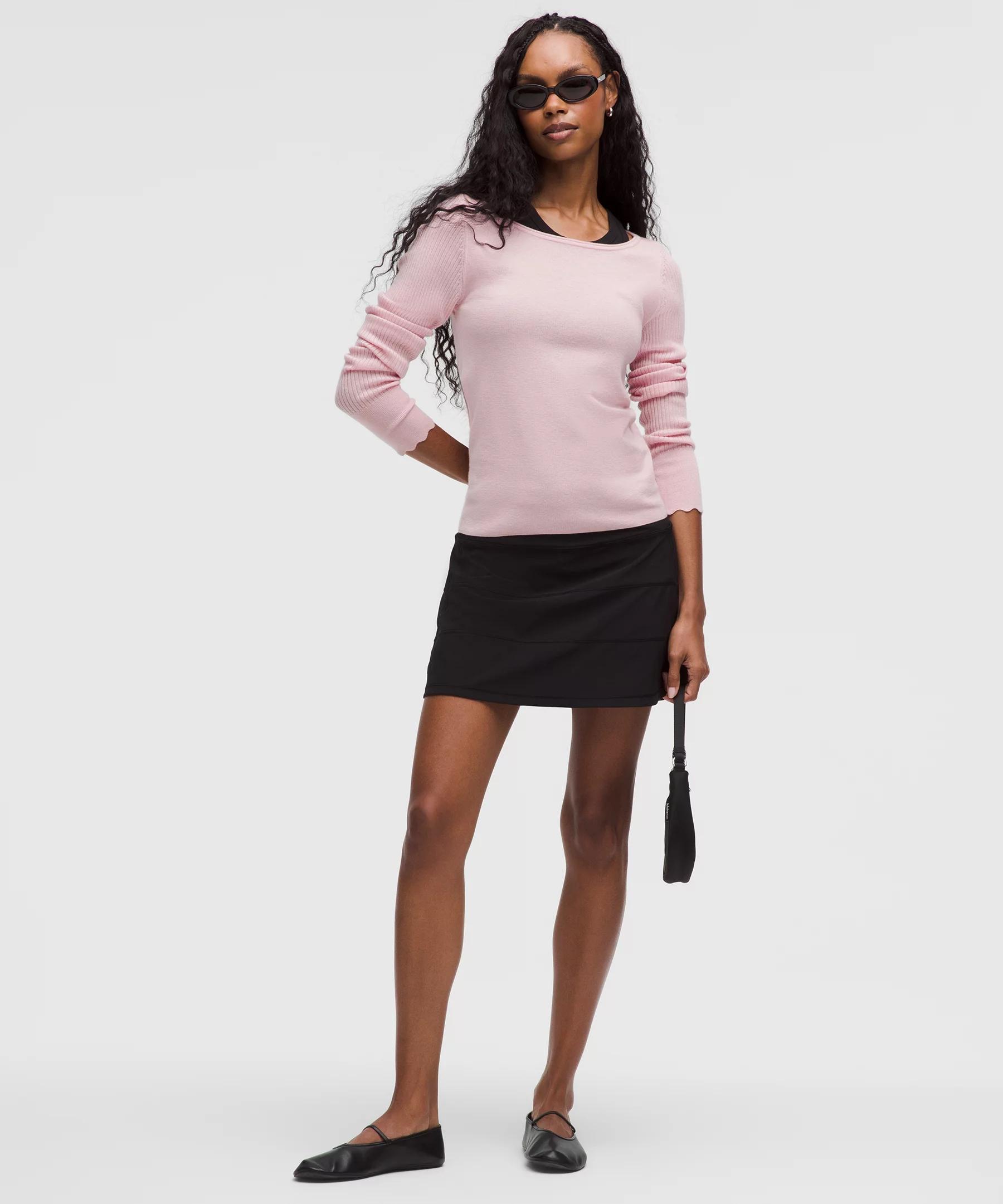 Cashmere Scalloped Cuff Crewneck Product Image