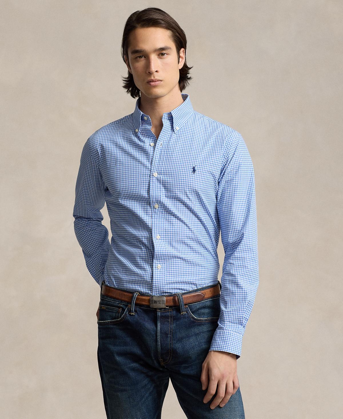 Polo Ralph Lauren Classic Fit Striped Stretch Poplin Shirt (4655S Polo Black Men's Clothing Product Image
