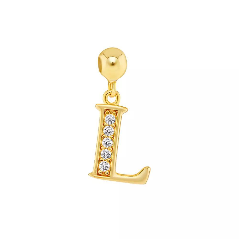 PRIMROSE 18k Gold Plated Pave Cubic Zirconia Initial Sliding Charm, Women's, Yellow Gold Tone S Product Image