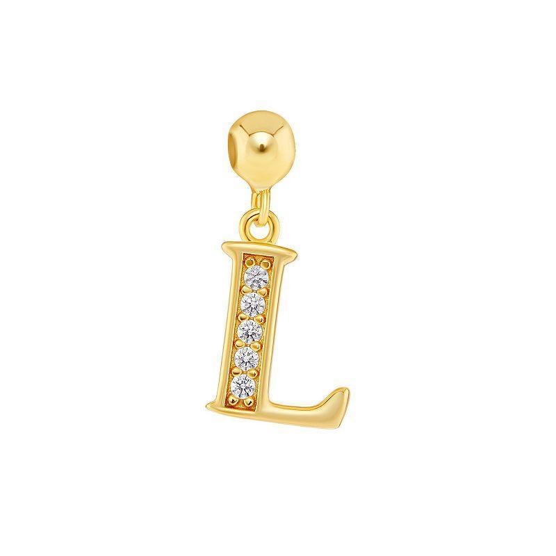 PRIMROSE 18k Gold Plated Pave Cubic Zirconia Initial Sliding Charm, Women's, Yellow Gold Tone S Product Image