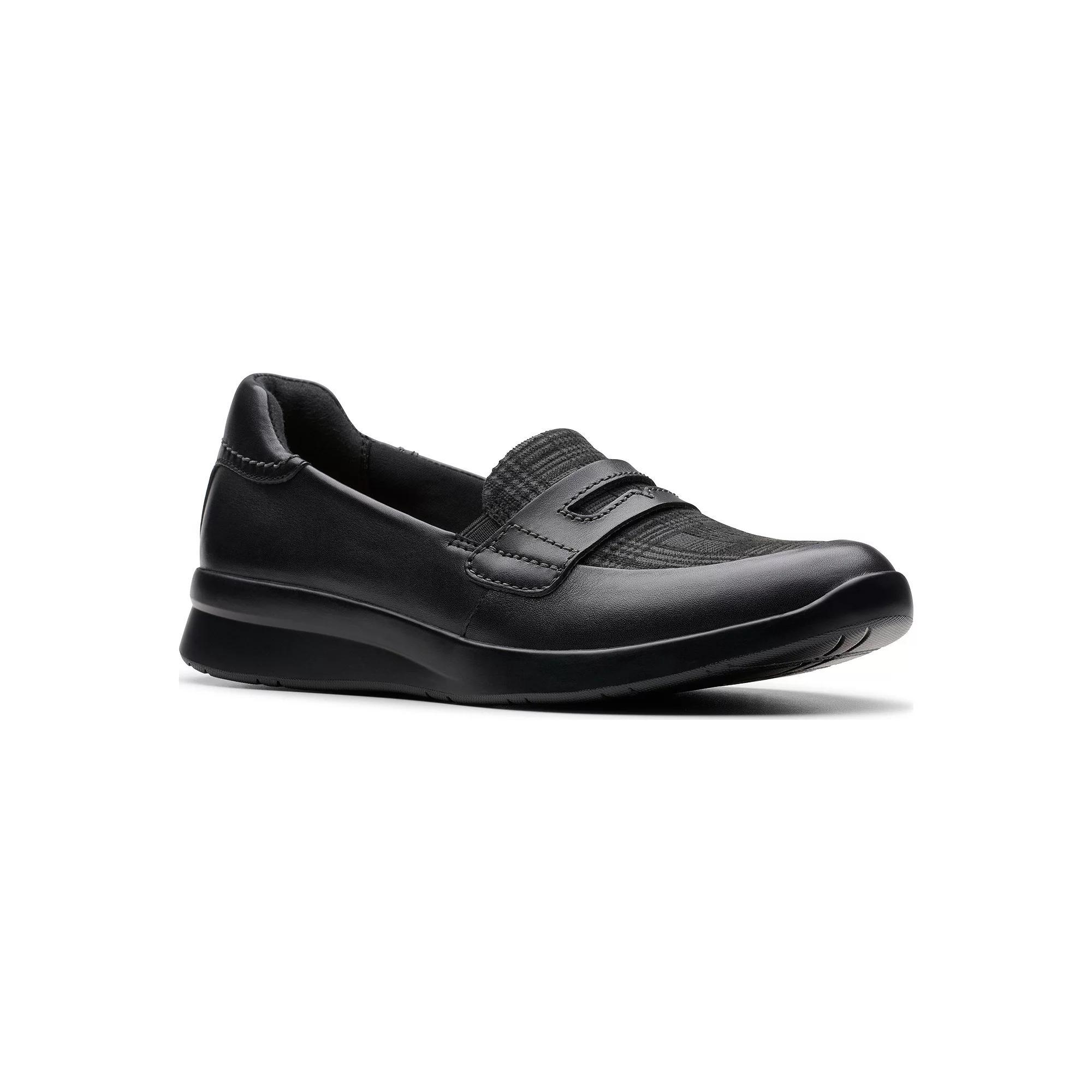 Clarks® Ellowyn Penny Women's Leather Loafers, Size: 11, Black Product Image
