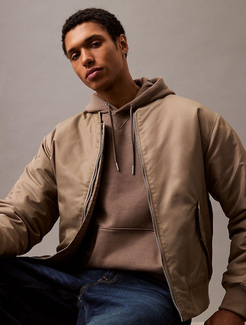 Calvin Klein Mens Monogram Logo Patch Fleece Hoodie - Brown - S Product Image