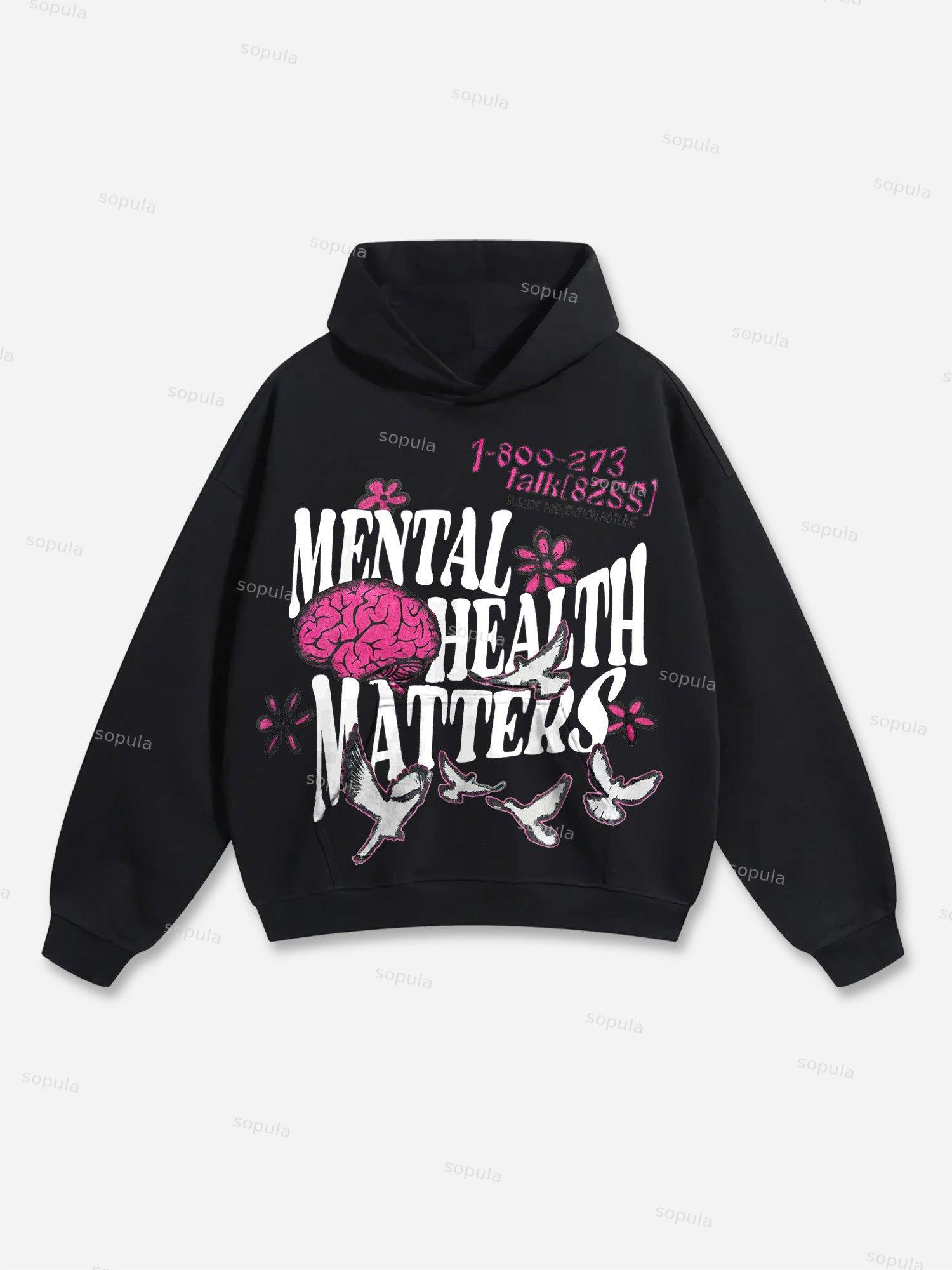 Mental Health Matter Pigeon Graphic Street Hoodie Product Image
