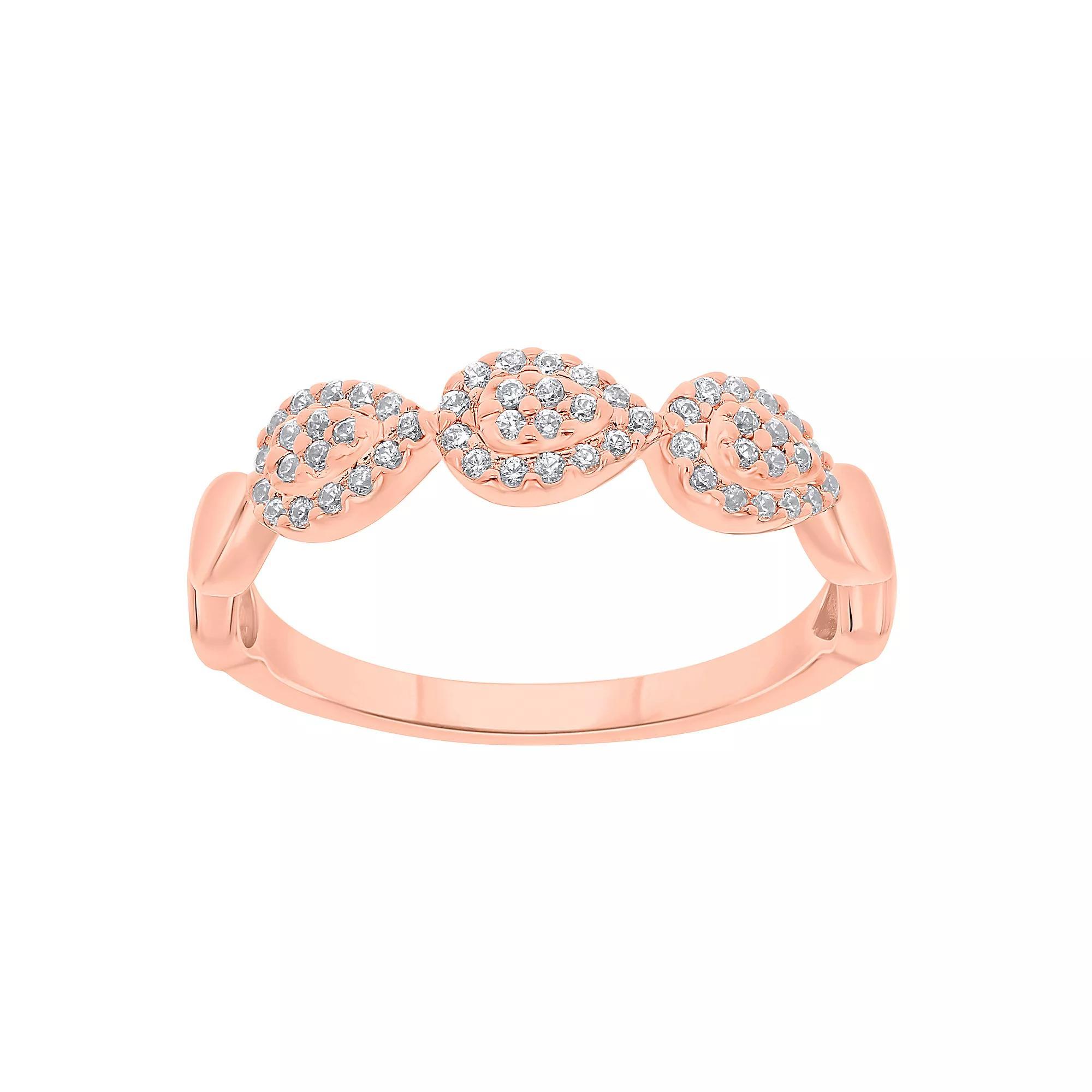 10k Gold 1/5 Carat T.W. Diamond Teardrop Ring, Women's, Size: 7, 10k Rose Gold Product Image